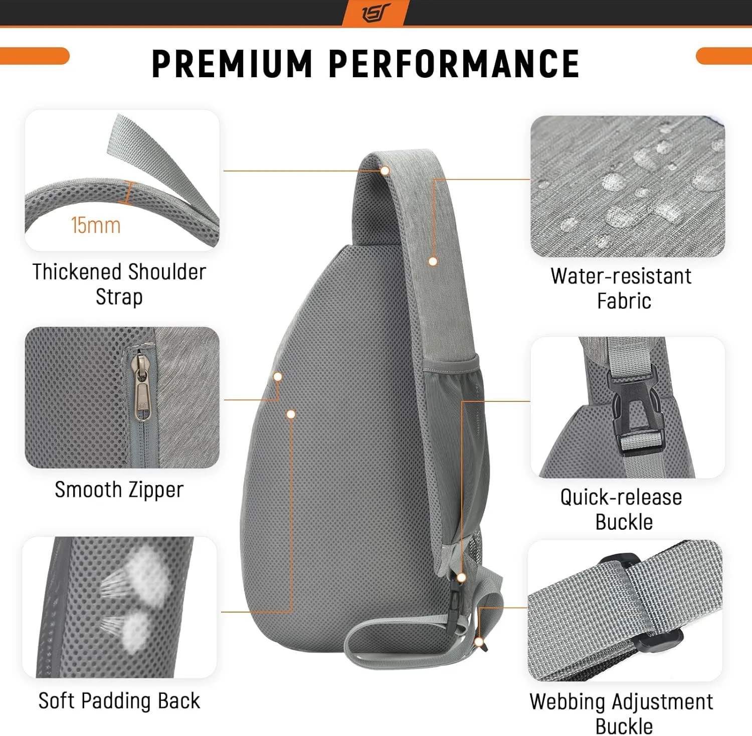 SKYSPER Sling Bag RFID Crossbody Sling Backpack Cross Body Shoulder Travel Bag Hiking Daypack for Women Men(Darkgrey)