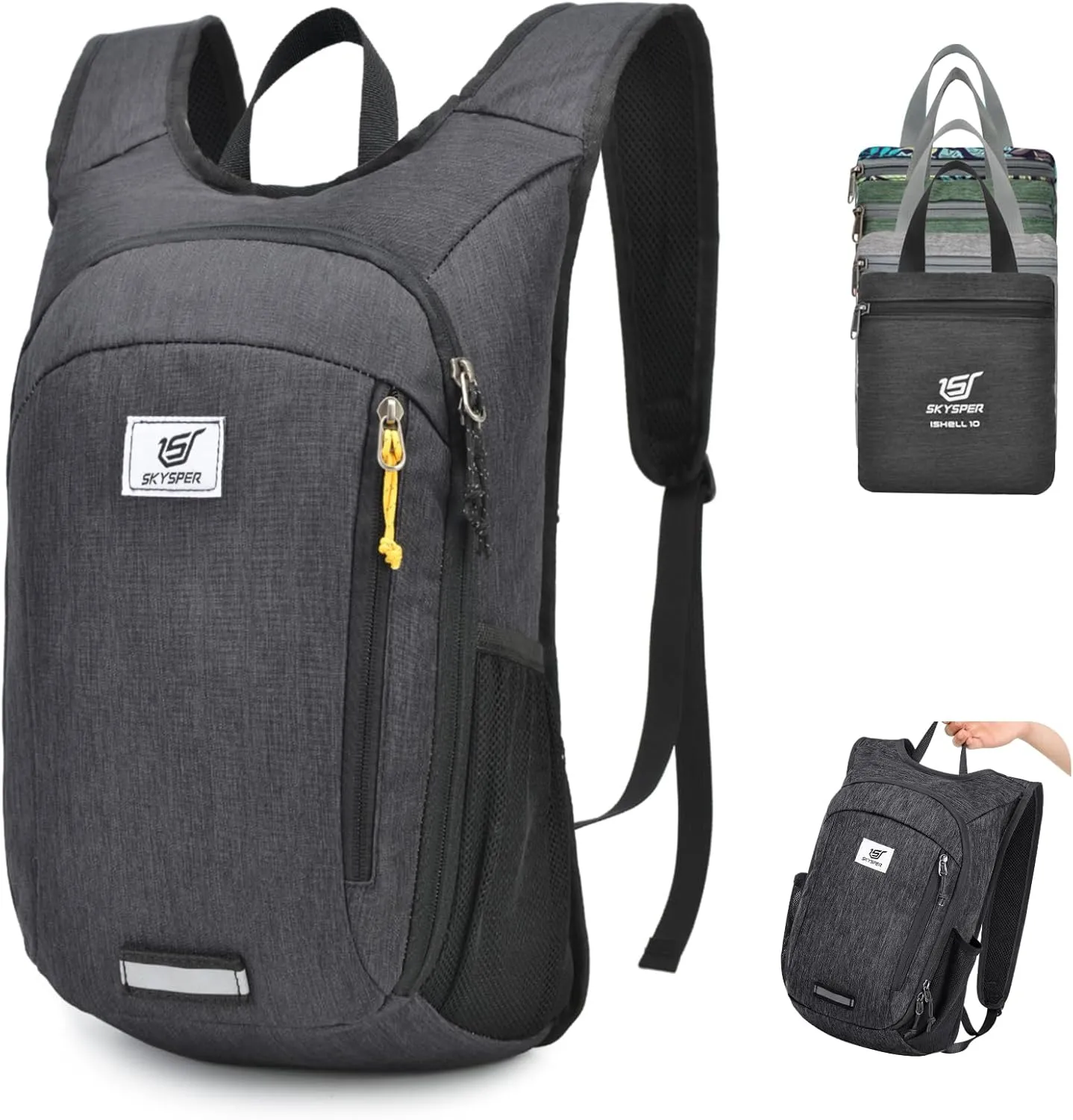 SKYSPER Small Hiking Travel Waterproof Backpack - Lightweight Packable Day Pack for Women and Men - Foldable Light Weight Water Proof Mini Daypack - 10L Collapsible Back Pack for Outdoor