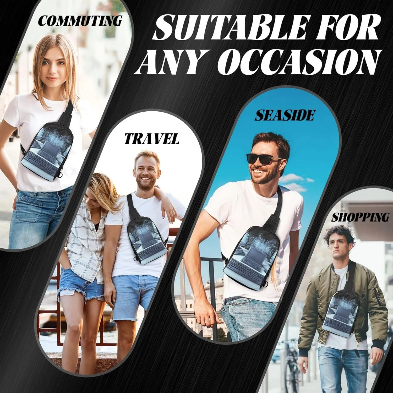 Sling Backpack Crossbody Sling Bag for Men Women Cross Chest Bag Computers and internet Shoulder Bag Travel Hiking Daypack