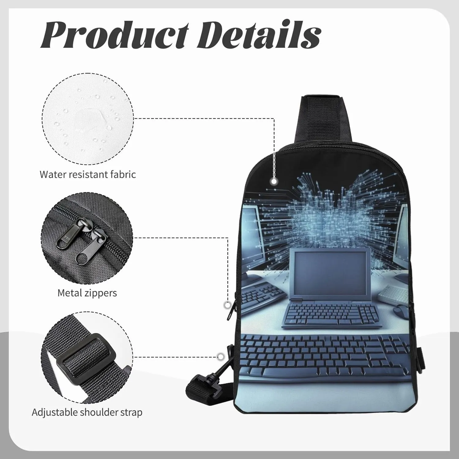 Sling Backpack Crossbody Sling Bag for Men Women Cross Chest Bag Computers and internet Shoulder Bag Travel Hiking Daypack