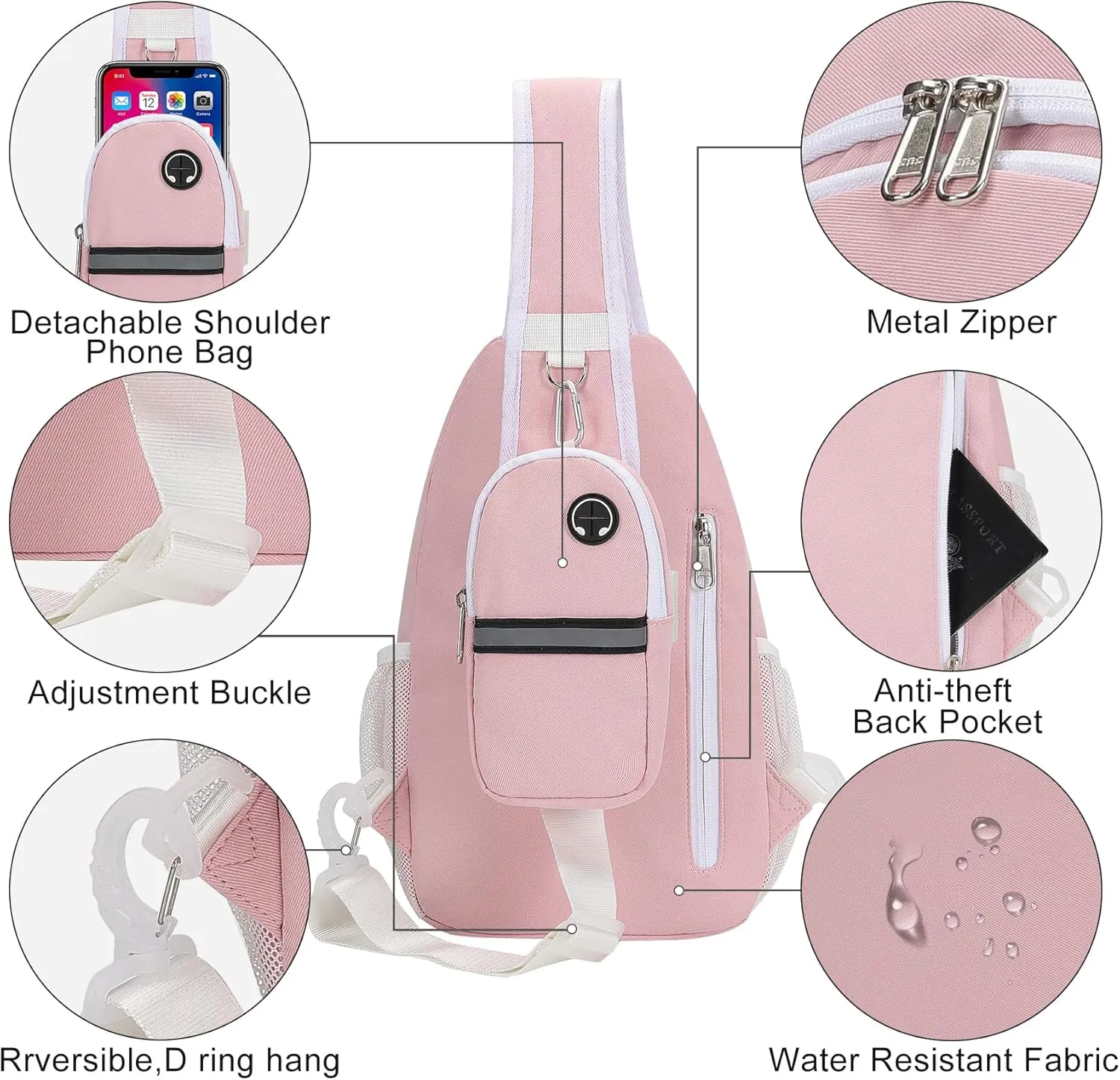 Sling Backpack Crossbody Sling Bag for Women Men Multipurpose Travel Essentials Hiking Chest Bag Daypack