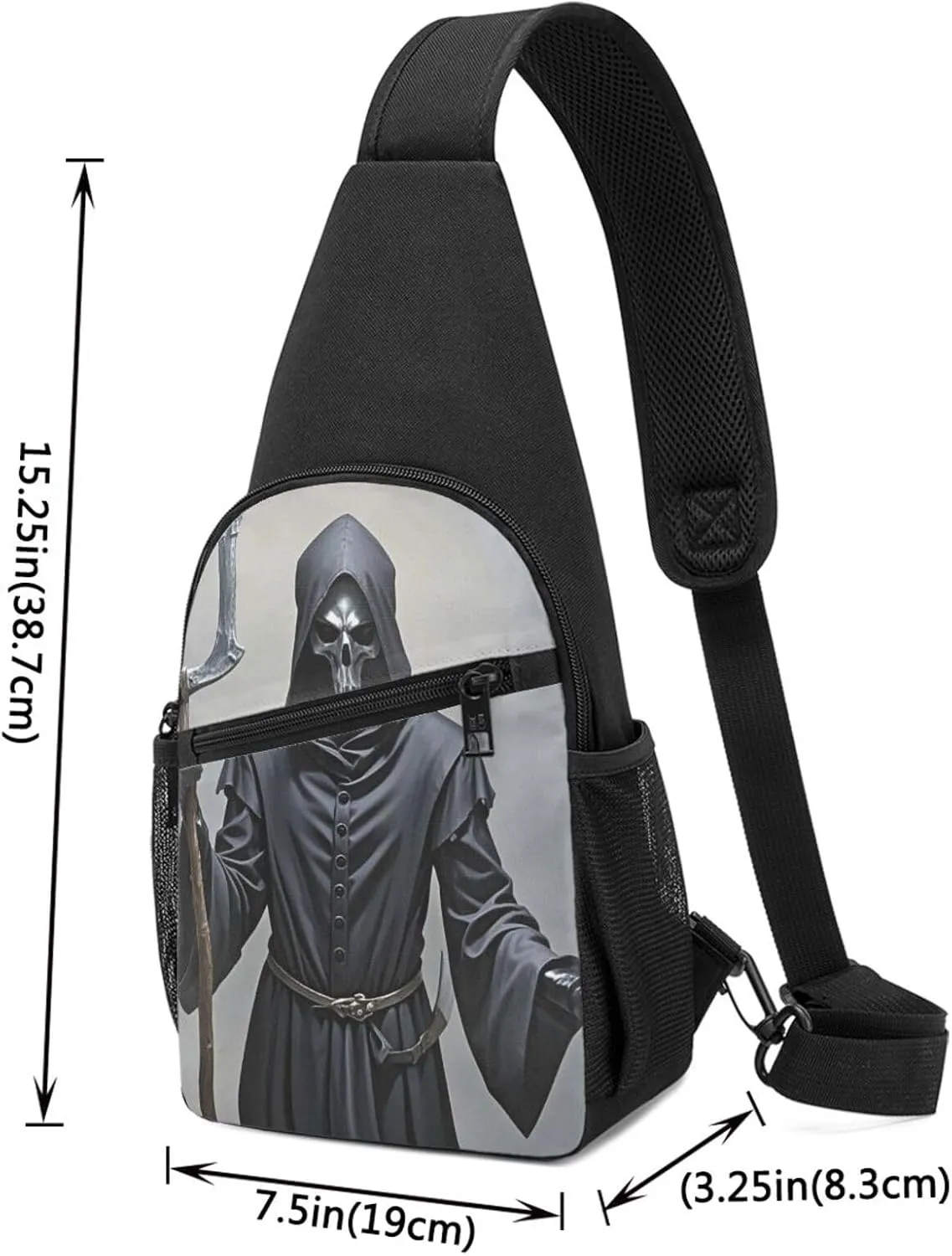 Sling Bag Backpack for Men Women Crossbody Grim-Reaper Chest Bag Crossbody Bag for Travel Sport Running