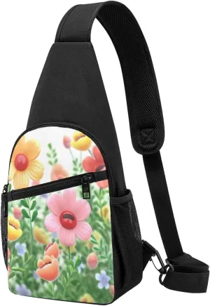 Sling Bag Backpack for Men Women Crossbody Happy flower Chest Bag Crossbody Bag for Travel Sport Running