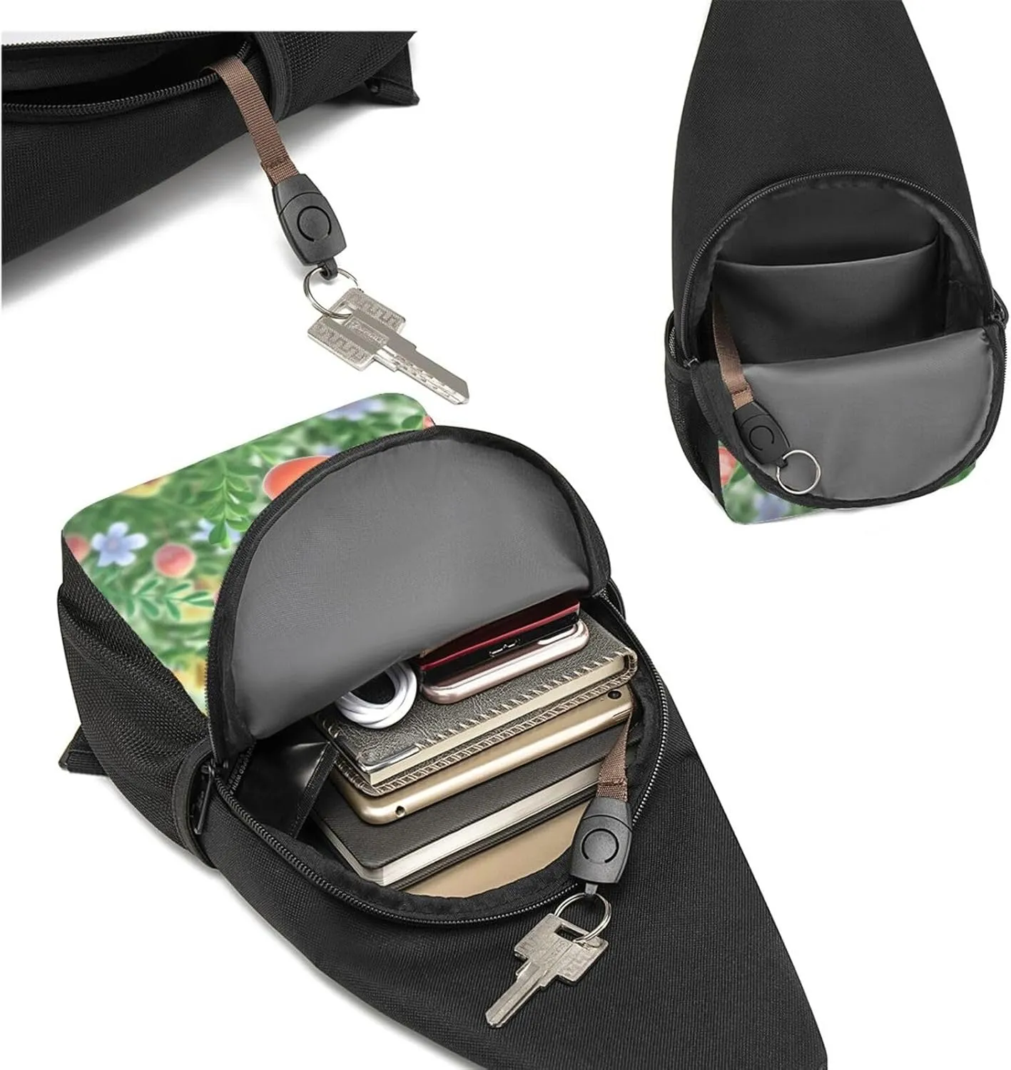 Sling Bag Backpack for Men Women Crossbody Happy flower Chest Bag Crossbody Bag for Travel Sport Running