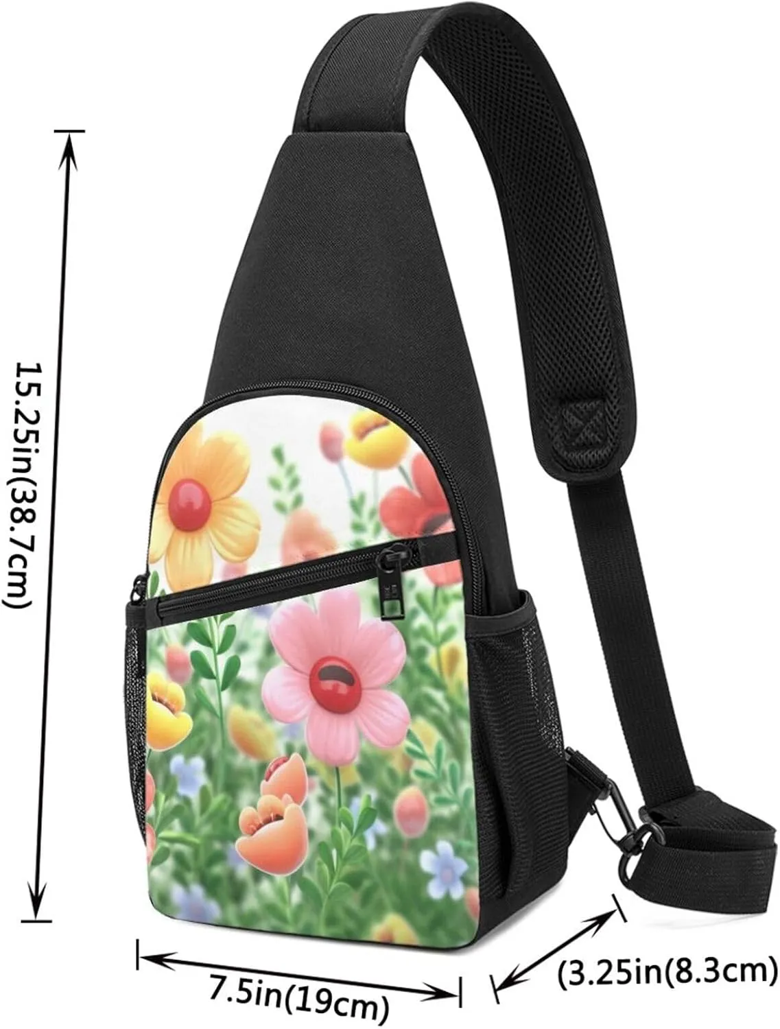 Sling Bag Backpack for Men Women Crossbody Happy flower Chest Bag Crossbody Bag for Travel Sport Running