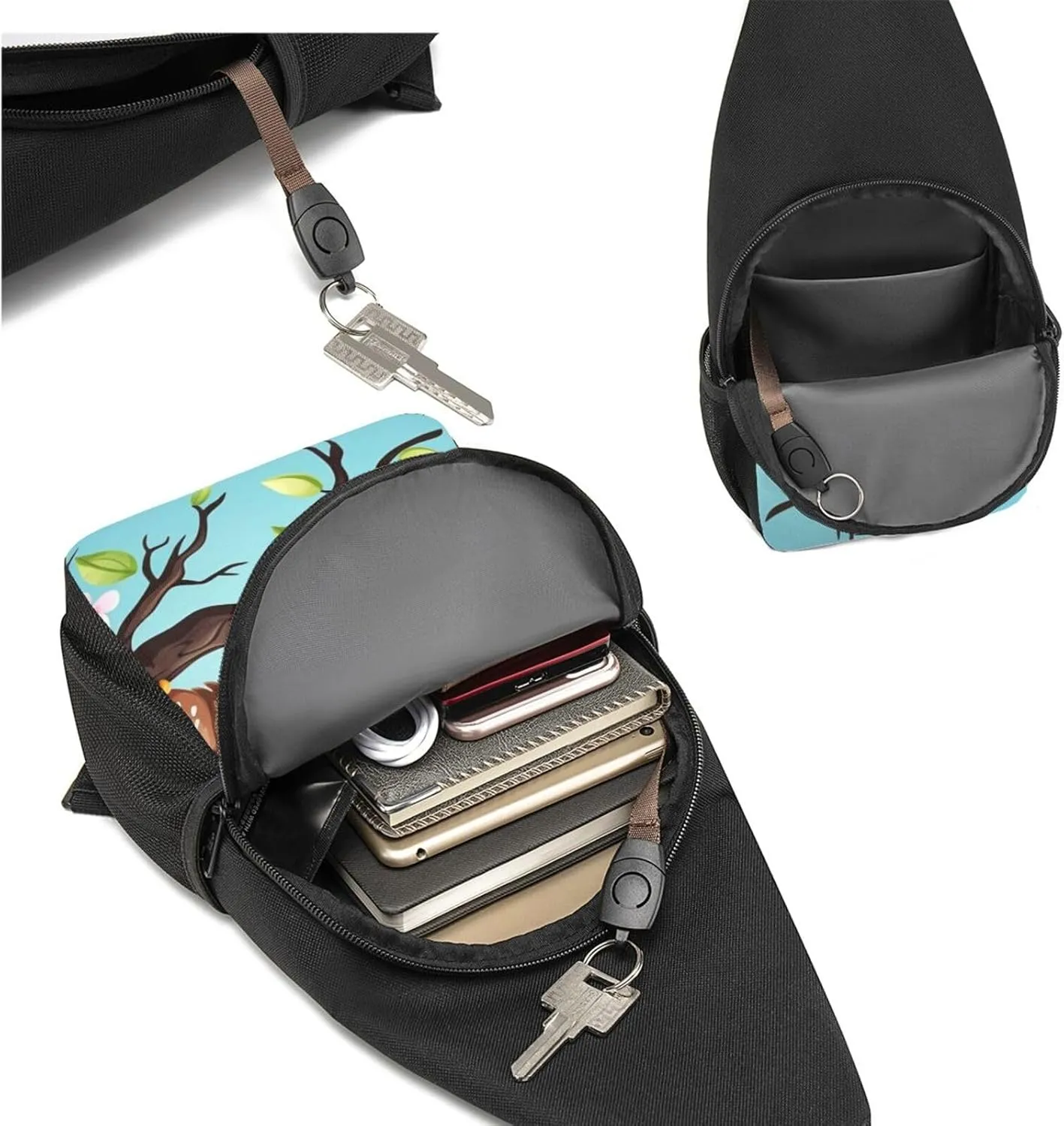 Sling Bag Backpack for Men Women Crossbody Owls on a branch Chest Bag Crossbody Bag for Travel Sport Running