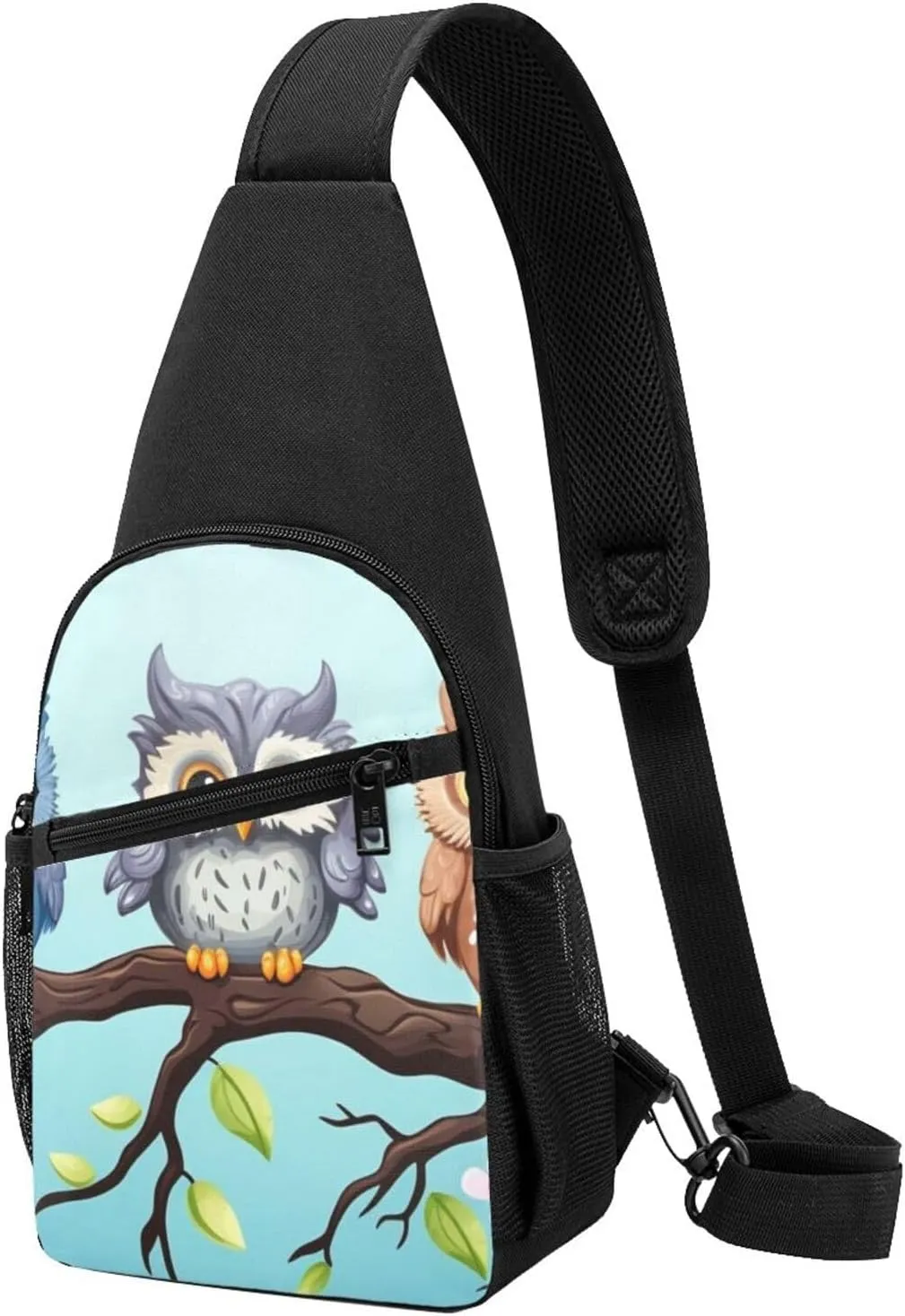 Sling Bag Backpack for Men Women Crossbody Owls on a branch Chest Bag Crossbody Bag for Travel Sport Running