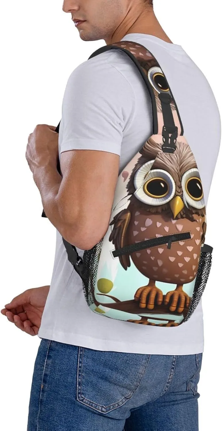 Sling Bag Crossbody Backpack for Men Women Owl Lover Chest Bag Crossbody Bag for Travel Sport Running