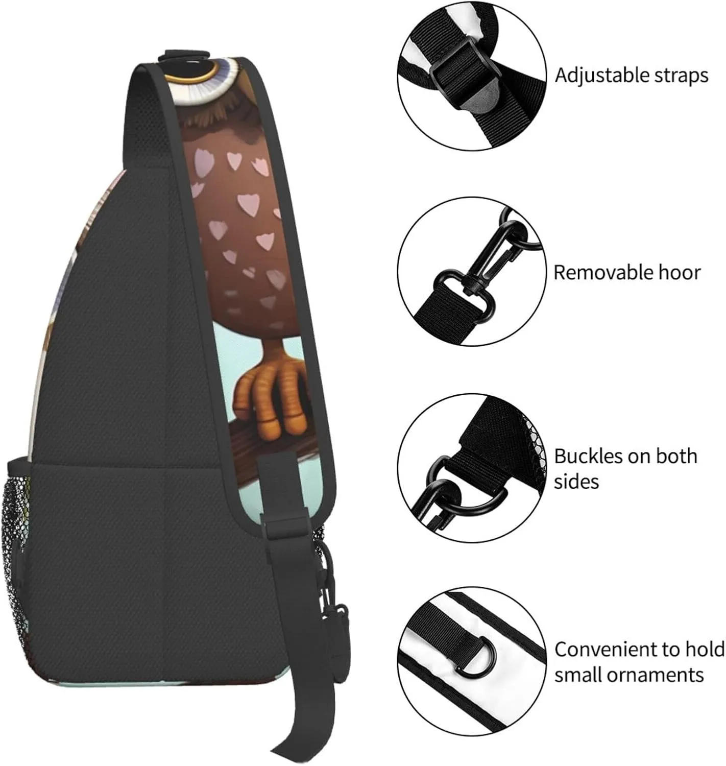 Sling Bag Crossbody Backpack for Men Women Owl Lover Chest Bag Crossbody Bag for Travel Sport Running