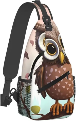 Sling Bag Crossbody Backpack for Men Women Owl Lover Chest Bag Crossbody Bag for Travel Sport Running