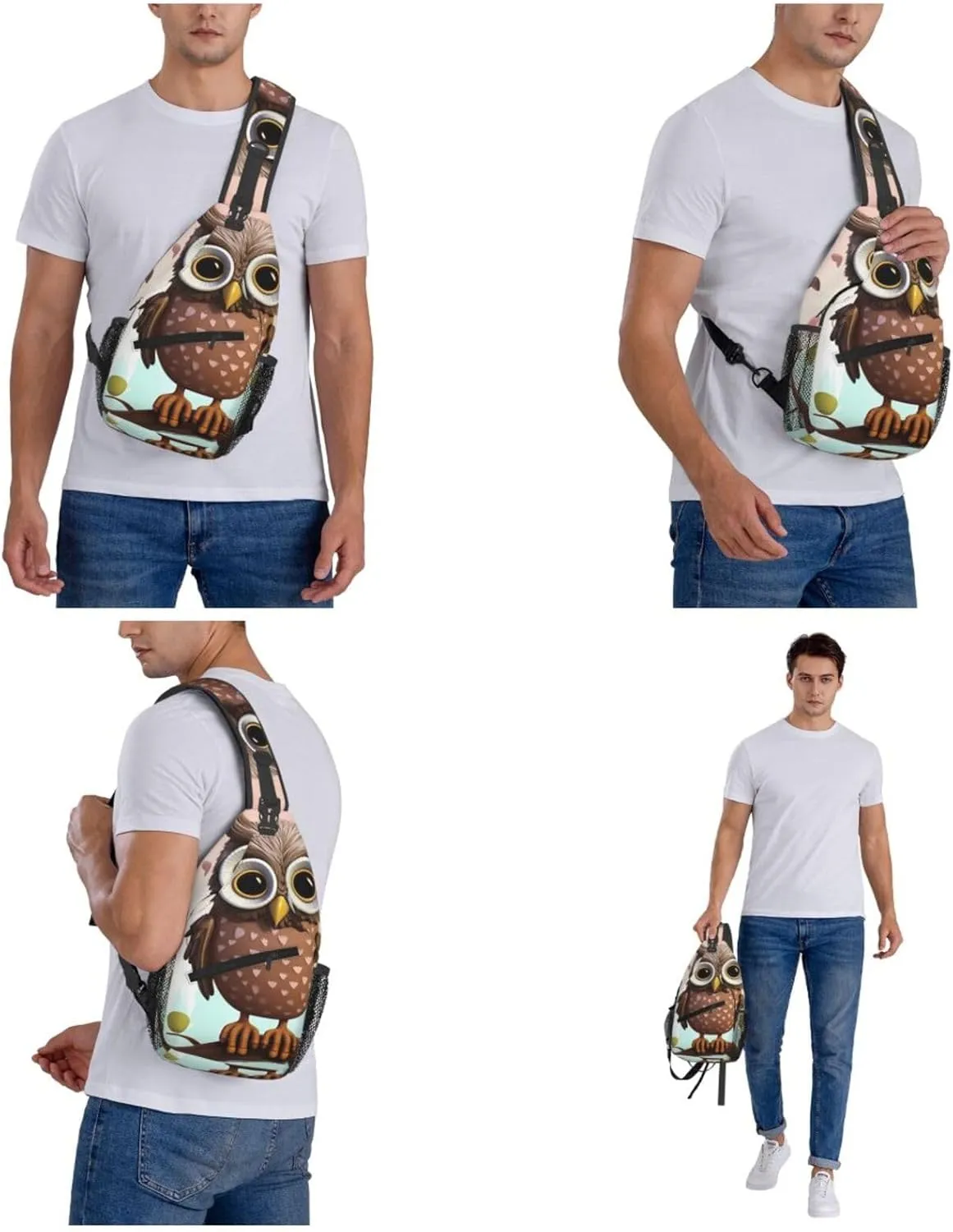 Sling Bag Crossbody Backpack for Men Women Owl Lover Chest Bag Crossbody Bag for Travel Sport Running