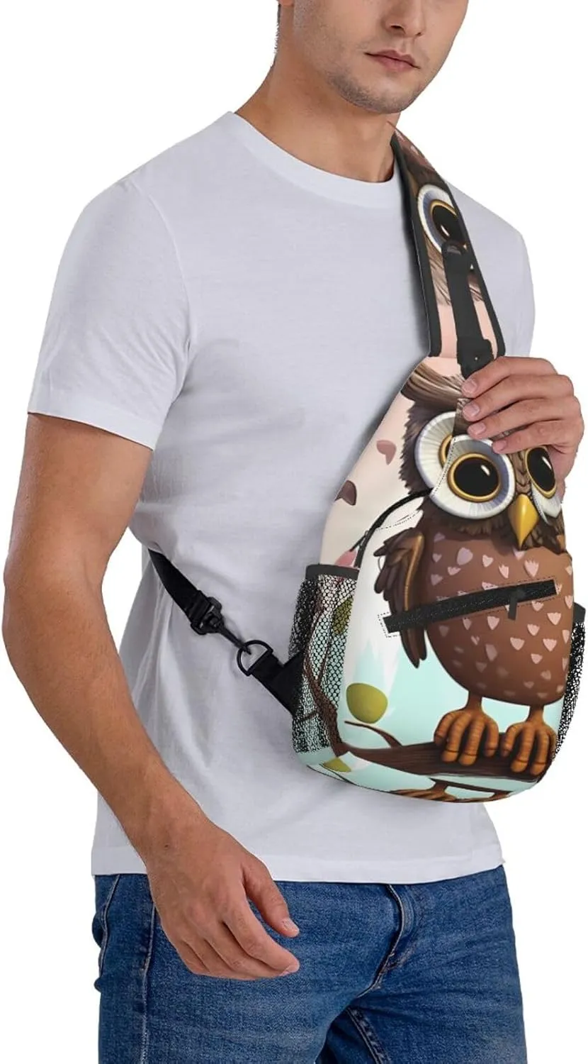 Sling Bag Crossbody Backpack for Men Women Owl Lover Chest Bag Crossbody Bag for Travel Sport Running