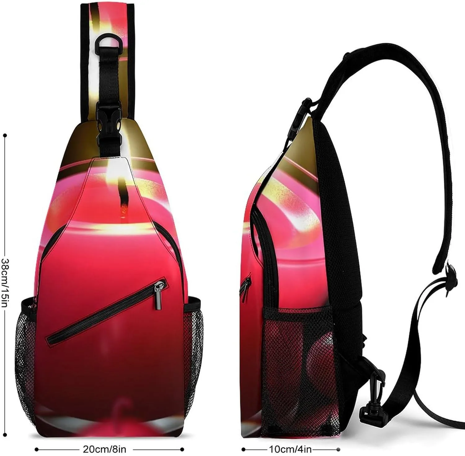 Sling Bag Crossbody Backpack for Men Women Red Candle Chest Bag Crossbody Bag for Travel Sport Running