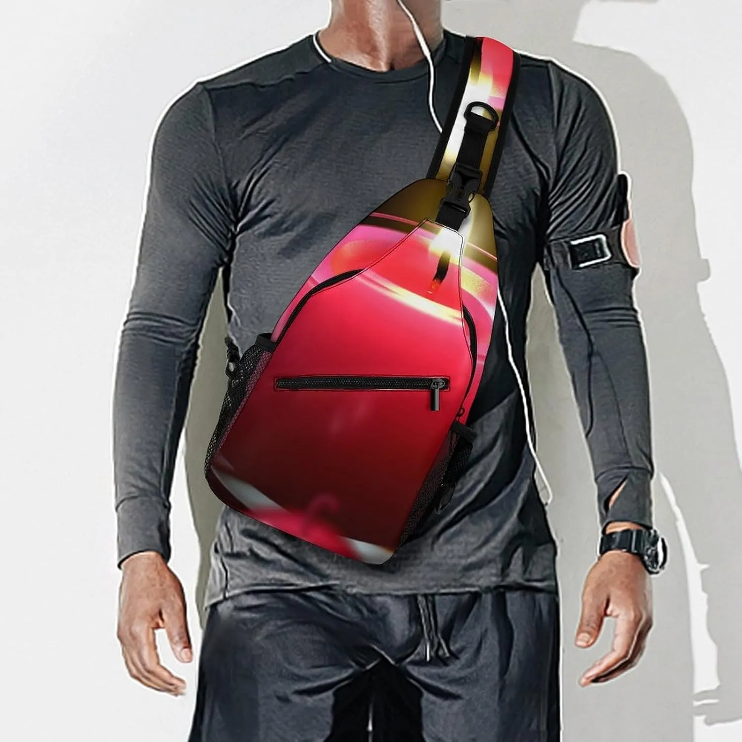 Sling Bag Crossbody Backpack for Men Women Red Candle Chest Bag Crossbody Bag for Travel Sport Running