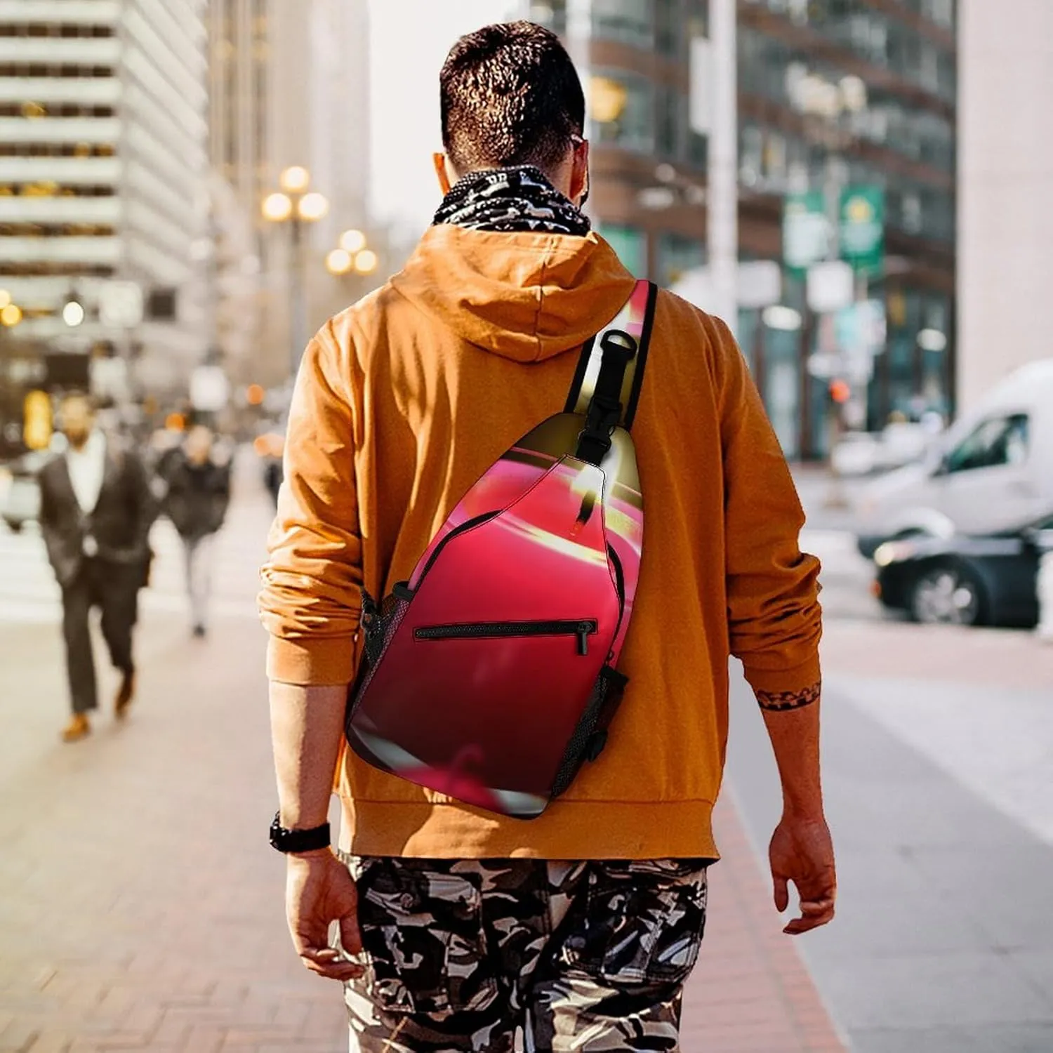 Sling Bag Crossbody Backpack for Men Women Red Candle Chest Bag Crossbody Bag for Travel Sport Running