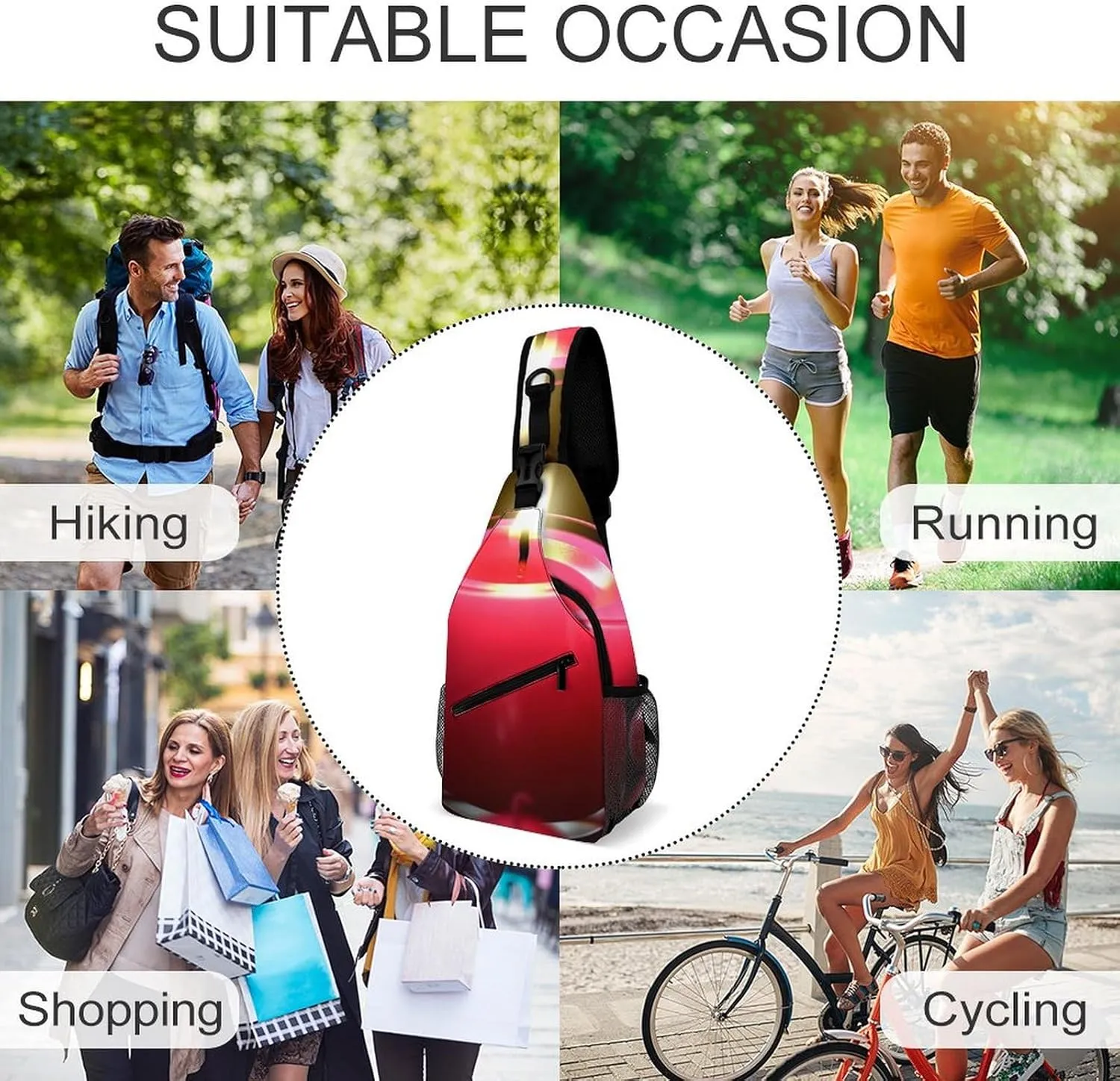 Sling Bag Crossbody Backpack for Men Women Red Candle Chest Bag Crossbody Bag for Travel Sport Running