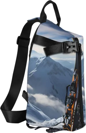 Sling Bag Crossbody Backpack for Men Women Skis on mountain Chest Bag Crossbody Bag for Travel Sport Running