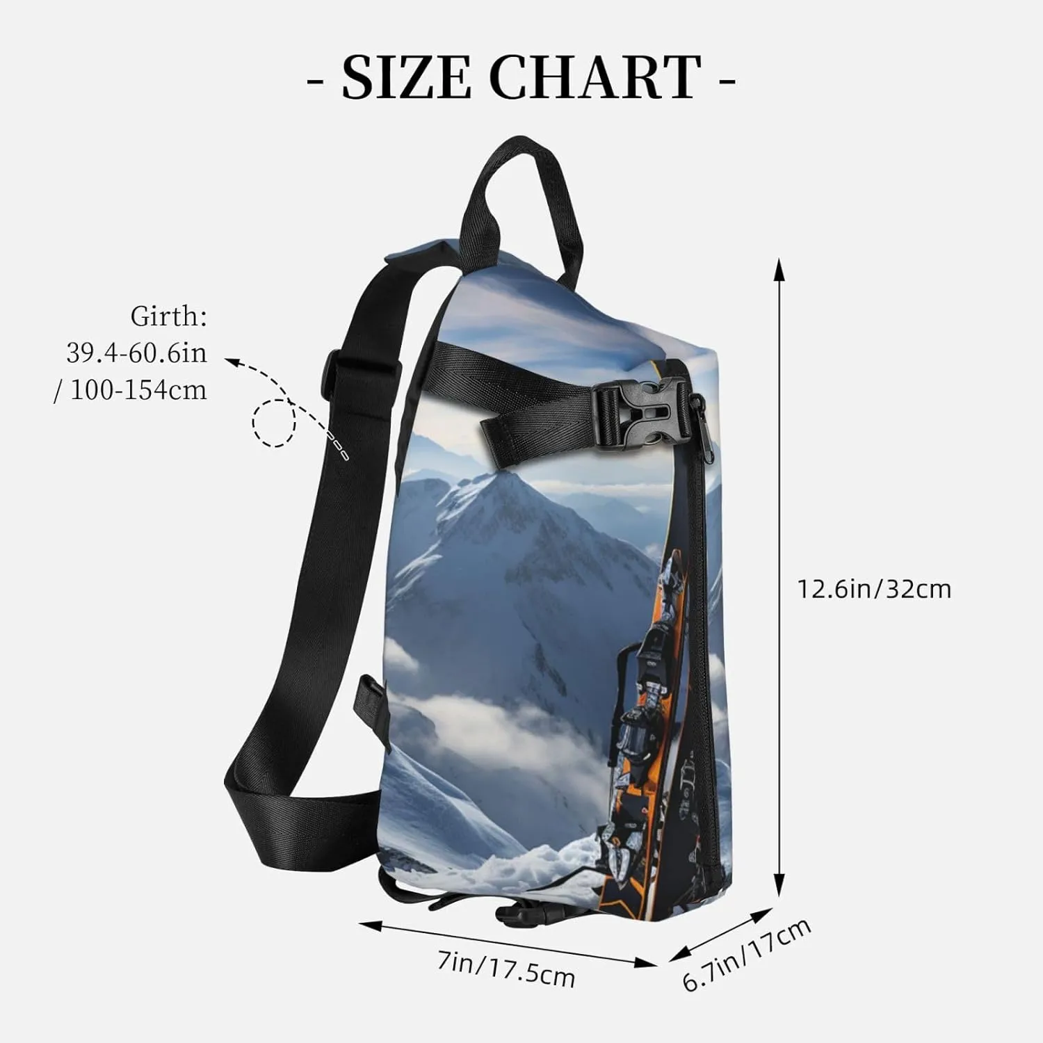 Sling Bag Crossbody Backpack for Men Women Skis on mountain Chest Bag Crossbody Bag for Travel Sport Running