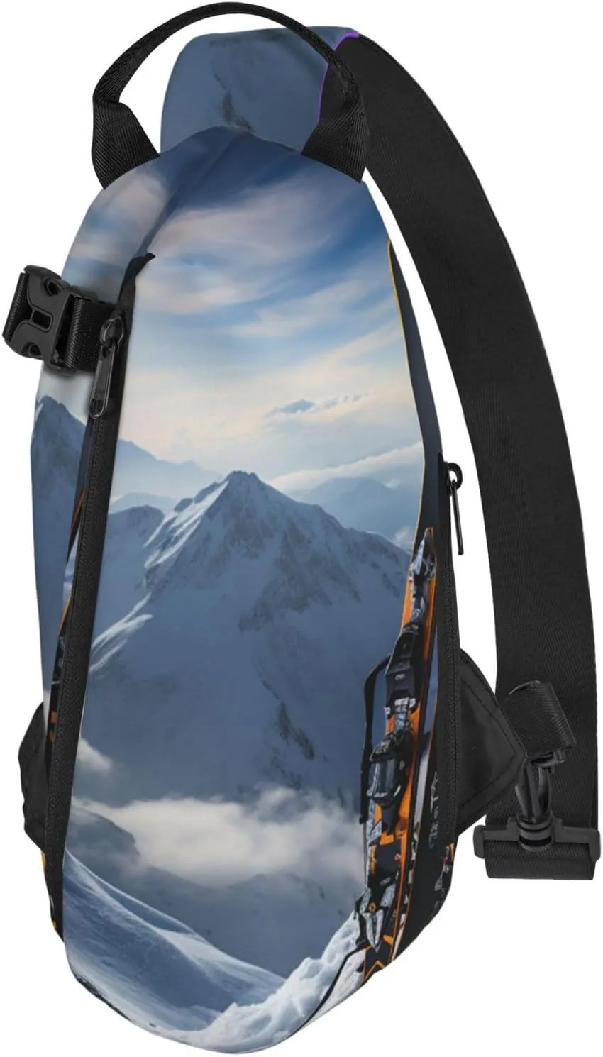 Sling Bag Crossbody Backpack for Men Women Skis on mountain Chest Bag Crossbody Bag for Travel Sport Running