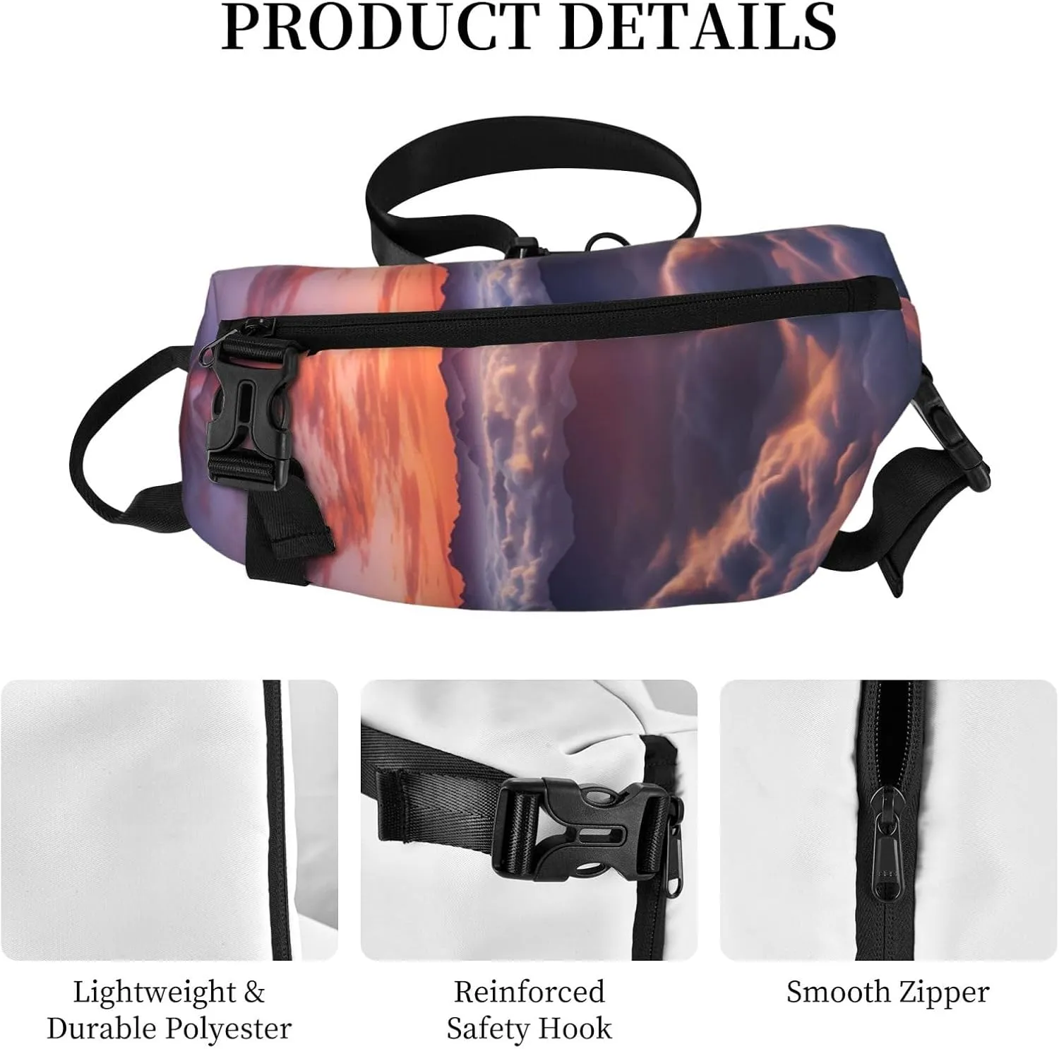 Sling Bag Crossbody Backpack for Men Women Sunrise Clouds Chest Bag Crossbody Bag for Travel Sport Running