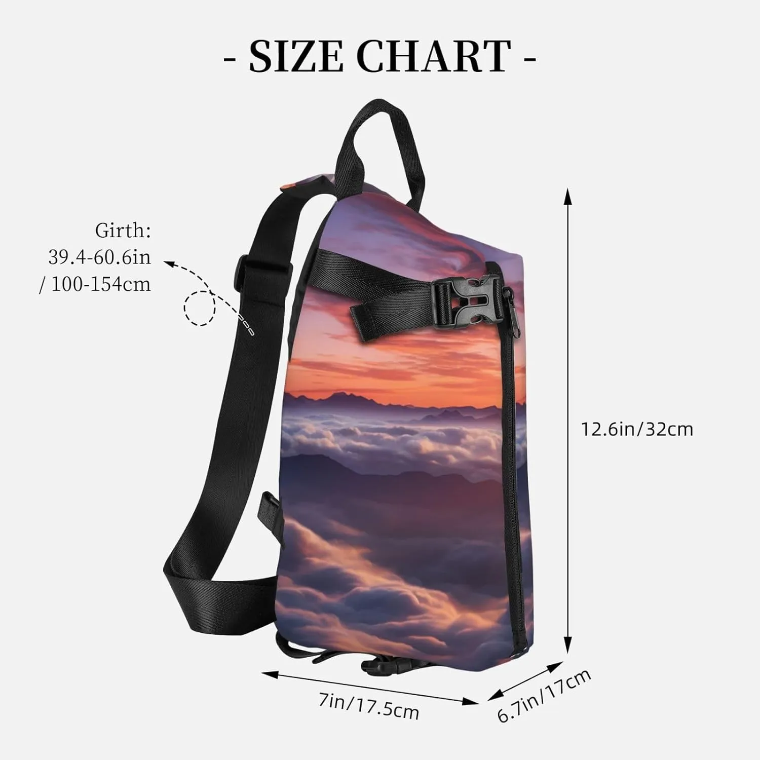 Sling Bag Crossbody Backpack for Men Women Sunrise Clouds Chest Bag Crossbody Bag for Travel Sport Running