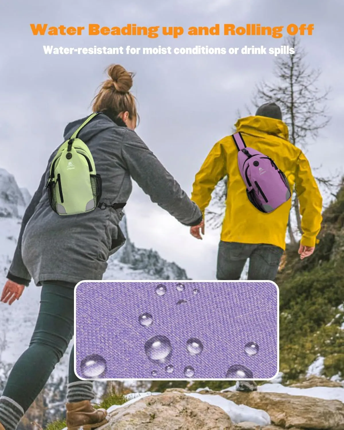 Sling Bag for Men and Women, Crossbody Hiking Daypack/Chest Bag/Shoulder Bag, Small Backpack for Travel, with Chest Phone Holder