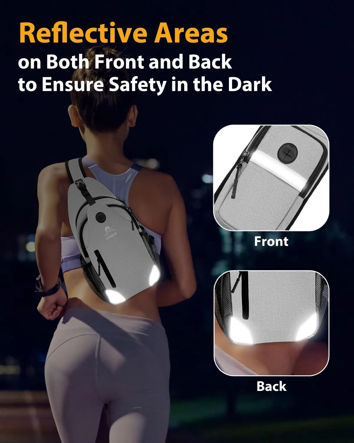 Sling Bag for Men and Women, Crossbody Hiking Daypack/Chest Bag/Shoulder Bag, Small Backpack for Travel, with Chest Phone Holder