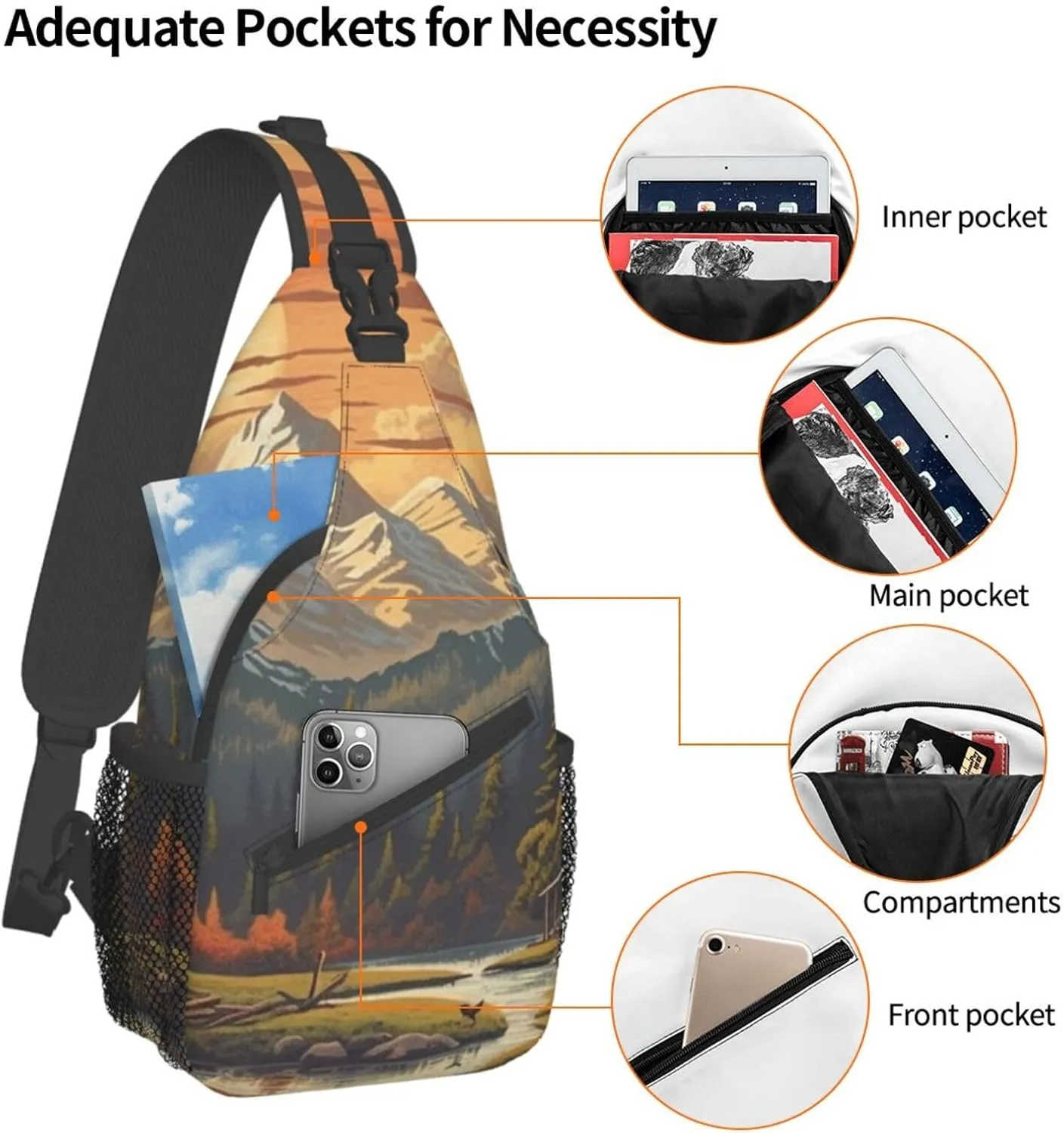 Sling Bag for Women Men Great Outdoors Cross Chest Bag Diagonally Casual Fashion Travel Hiking Daypack