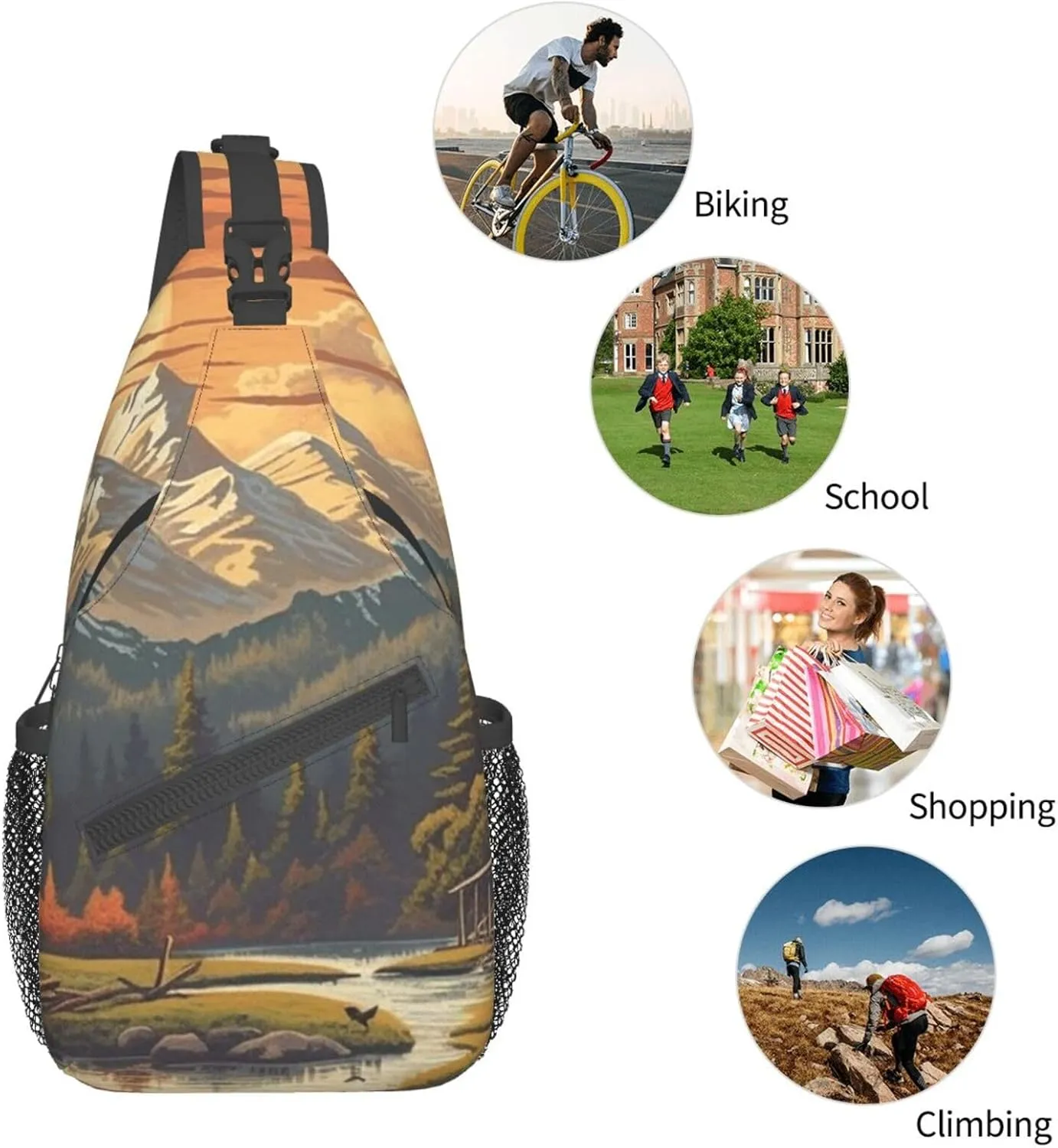Sling Bag for Women Men Great Outdoors Cross Chest Bag Diagonally Casual Fashion Travel Hiking Daypack
