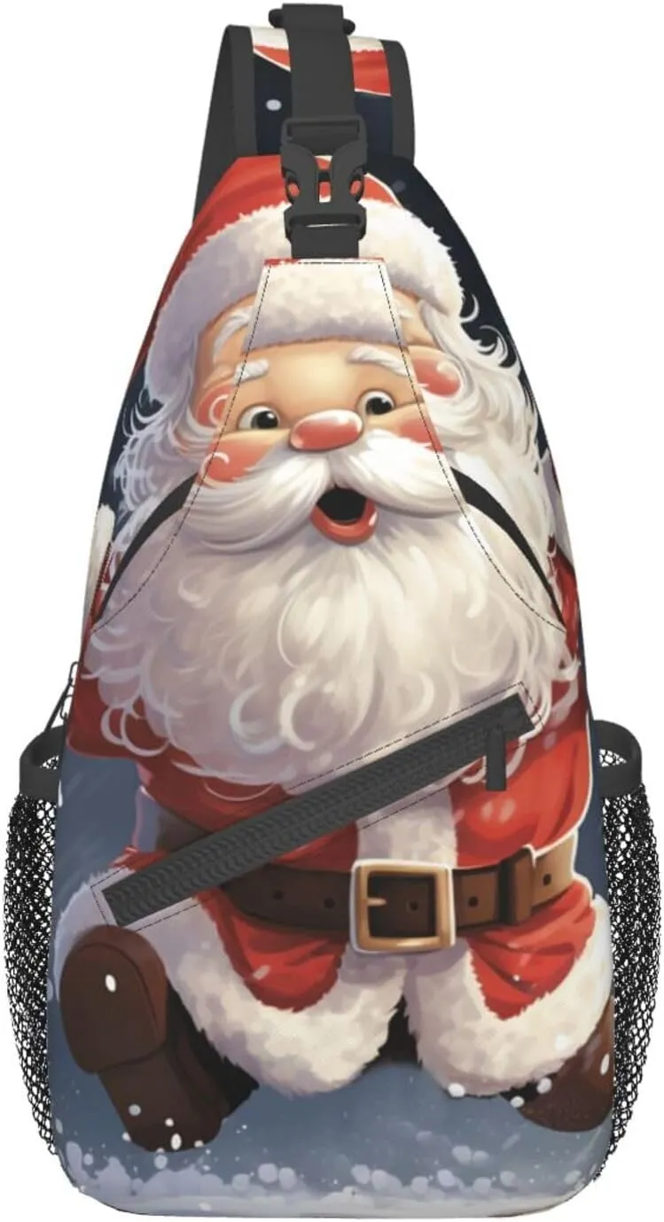 Sling Bag for Women Men Merry Christmas santa Cross Chest Bag Diagonally Casual Fashion Travel Hiking Daypack