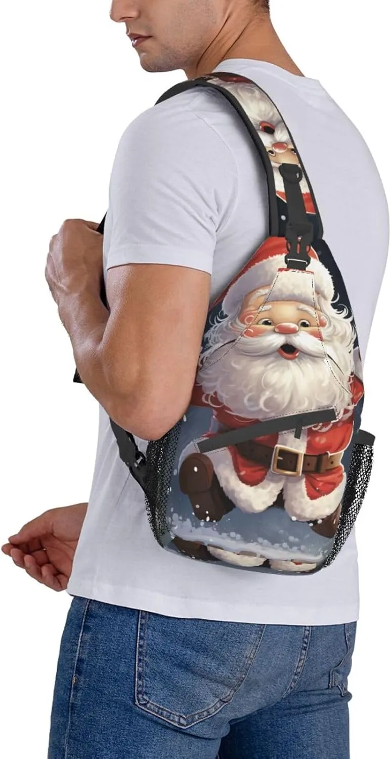 Sling Bag for Women Men Merry Christmas santa Cross Chest Bag Diagonally Casual Fashion Travel Hiking Daypack
