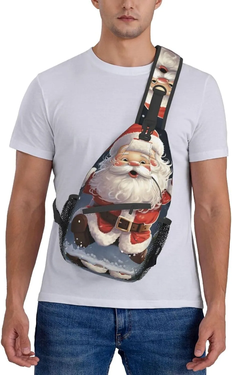 Sling Bag for Women Men Merry Christmas santa Cross Chest Bag Diagonally Casual Fashion Travel Hiking Daypack