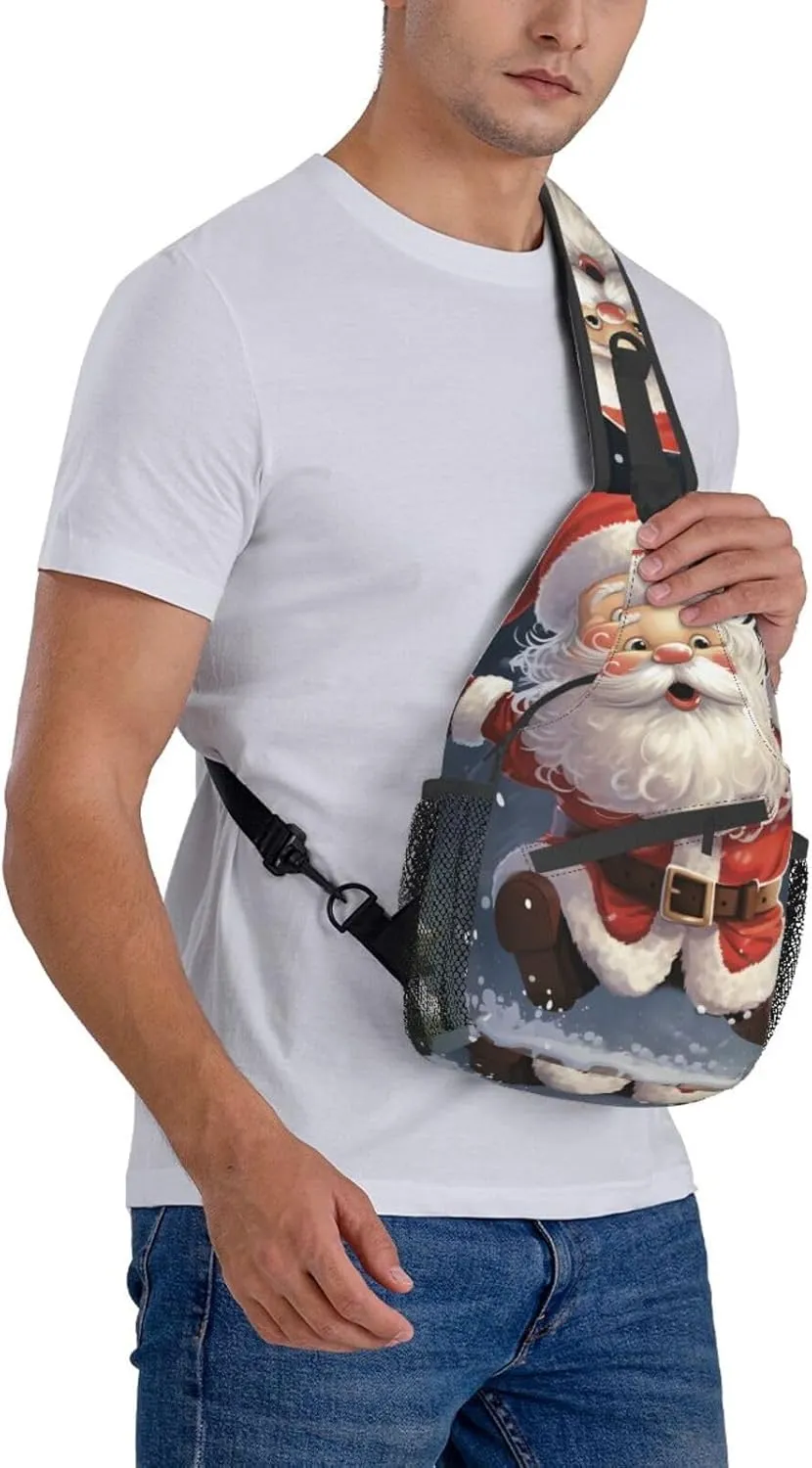 Sling Bag for Women Men Merry Christmas santa Cross Chest Bag Diagonally Casual Fashion Travel Hiking Daypack