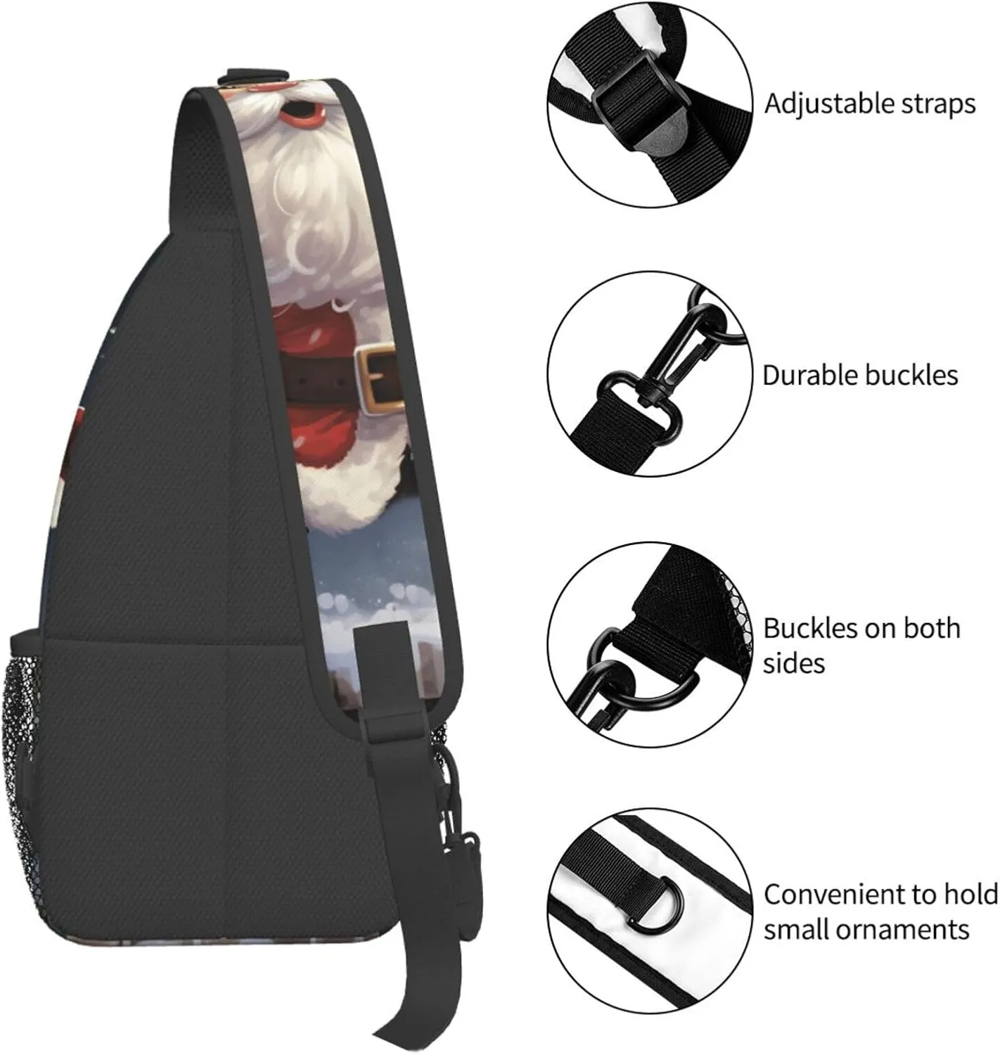 Sling Bag for Women Men Merry Christmas santa Cross Chest Bag Diagonally Casual Fashion Travel Hiking Daypack