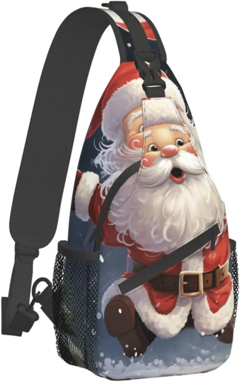 Sling Bag for Women Men Merry Christmas santa Cross Chest Bag Diagonally Casual Fashion Travel Hiking Daypack