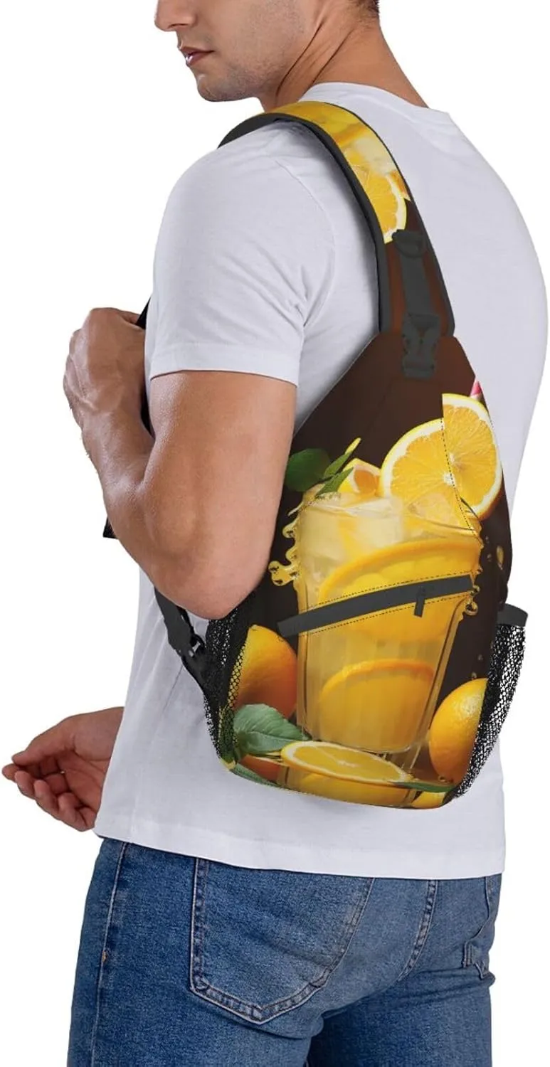 Sling Bag for Women Men Orange lemonade Cross Chest Bag Diagonally Casual Fashion Travel Hiking Daypack