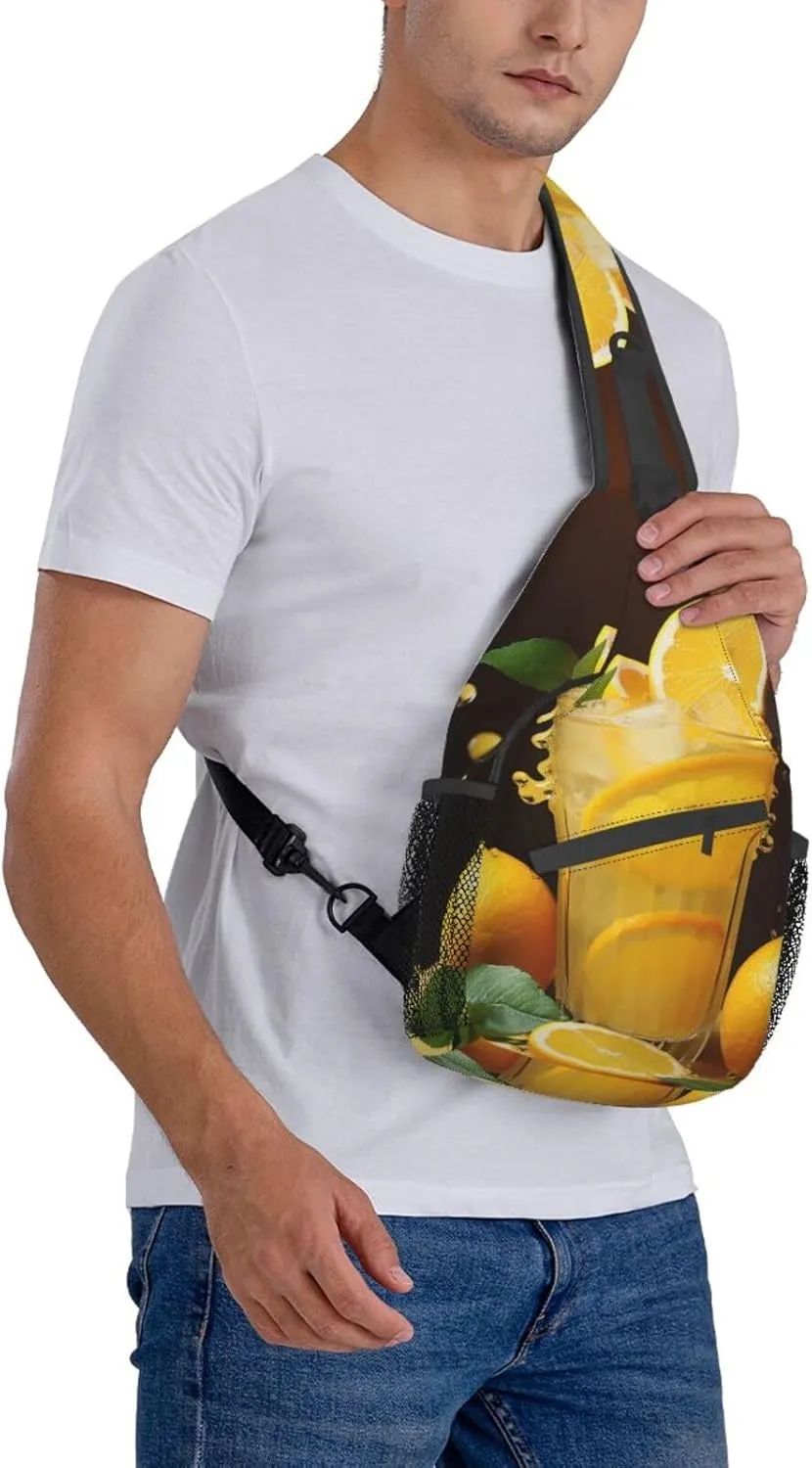 Sling Bag for Women Men Orange lemonade Cross Chest Bag Diagonally Casual Fashion Travel Hiking Daypack