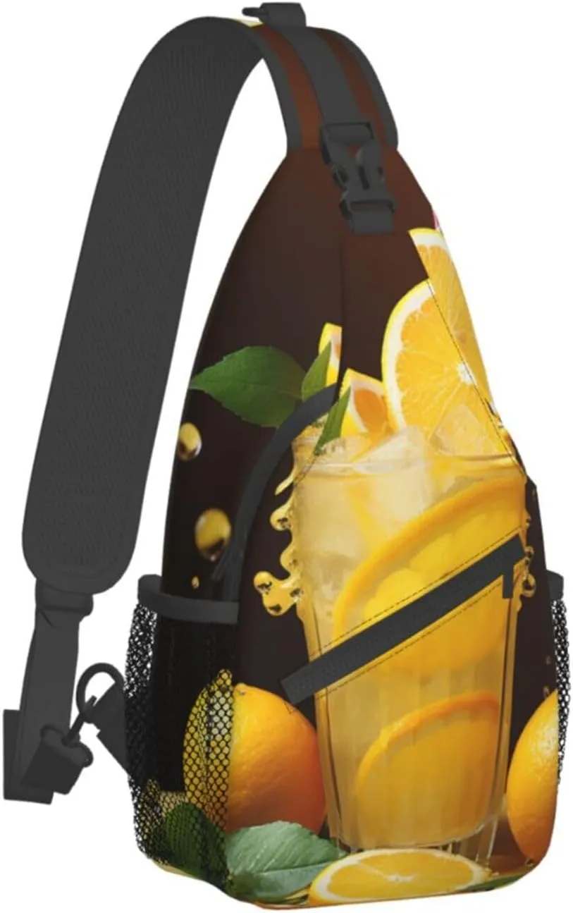 Sling Bag for Women Men Orange lemonade Cross Chest Bag Diagonally Casual Fashion Travel Hiking Daypack