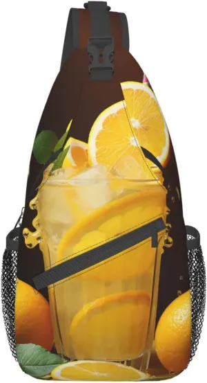 Sling Bag for Women Men Orange lemonade Cross Chest Bag Diagonally Casual Fashion Travel Hiking Daypack