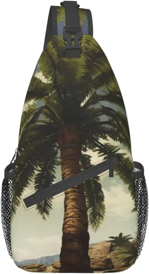 Sling Bag for Women Men Palm Tree Tropical Cross Chest Bag Diagonally Casual Fashion Travel Hiking Daypack