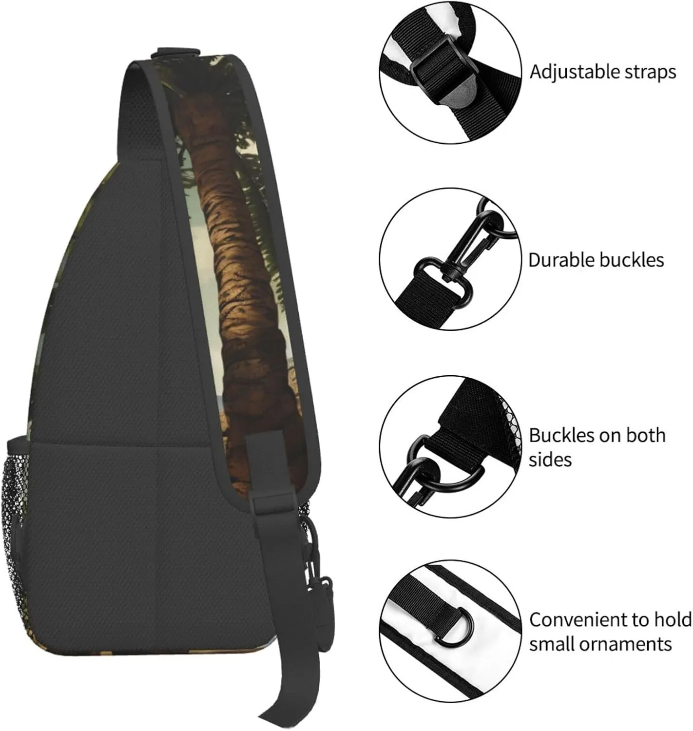 Sling Bag for Women Men Palm Tree Tropical Cross Chest Bag Diagonally Casual Fashion Travel Hiking Daypack