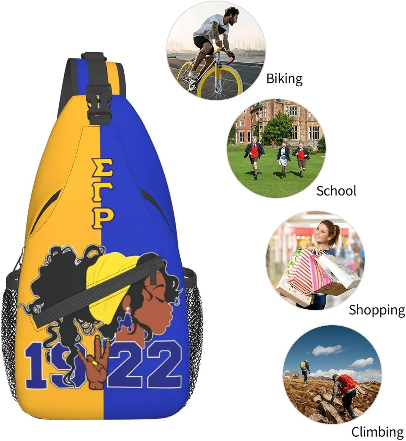Sling Bag for Women Sorority Gifts Lightweight Crossbody Daypack with Adjustable Chest Bag for Sports Travel, Hiking