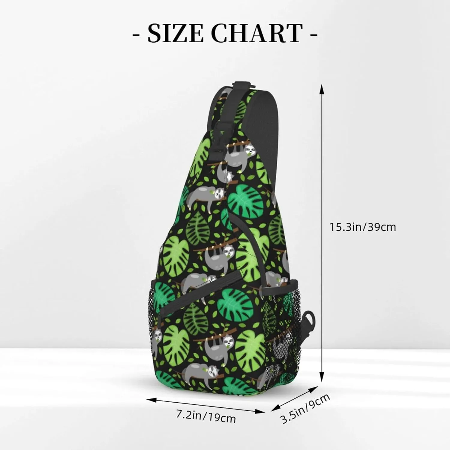 Sloths Tree Branch Leaves Small Sling Bag for Men Women Crossbody Sling Backpack Travel Hiking Daypack Shoulder Chest Bag with Adjustable Strap