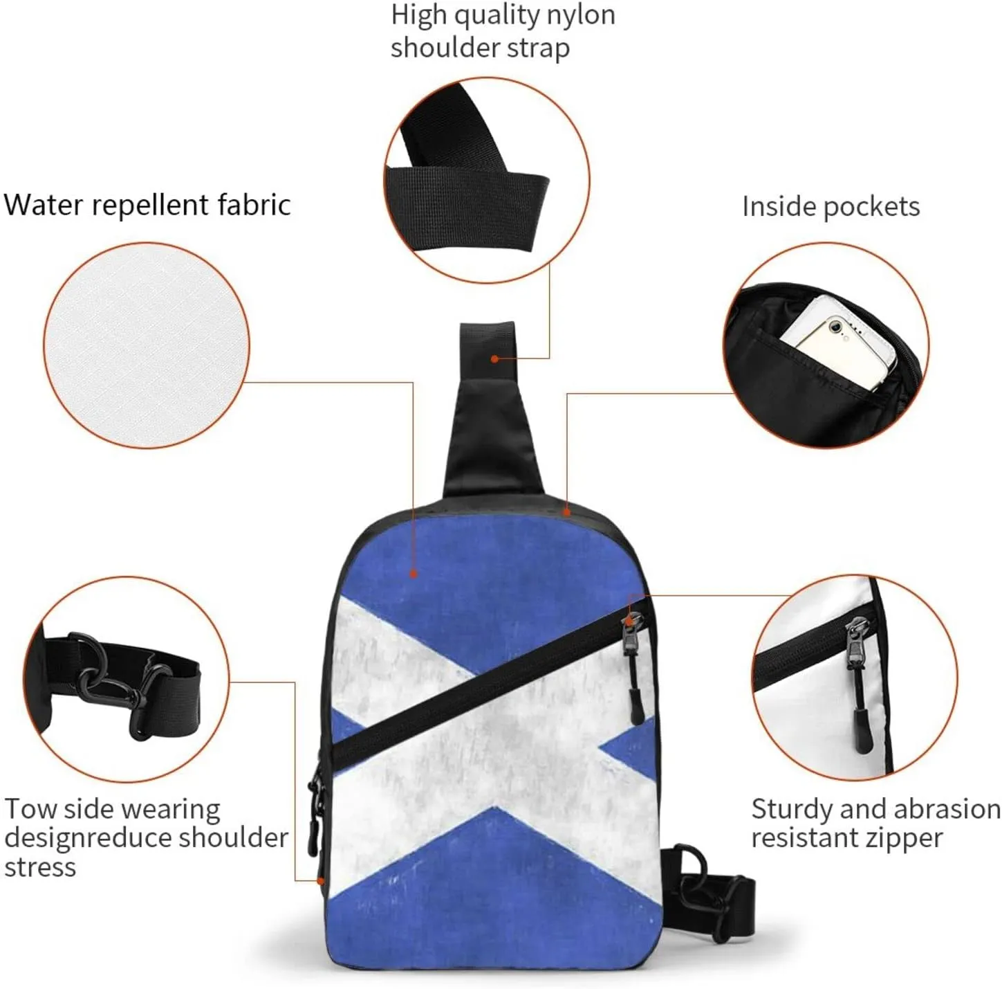 Small Crossbody Sling Backpack Anti Theft Backpack For Traveling Chest Scottish Shoulder Bag For Men Women