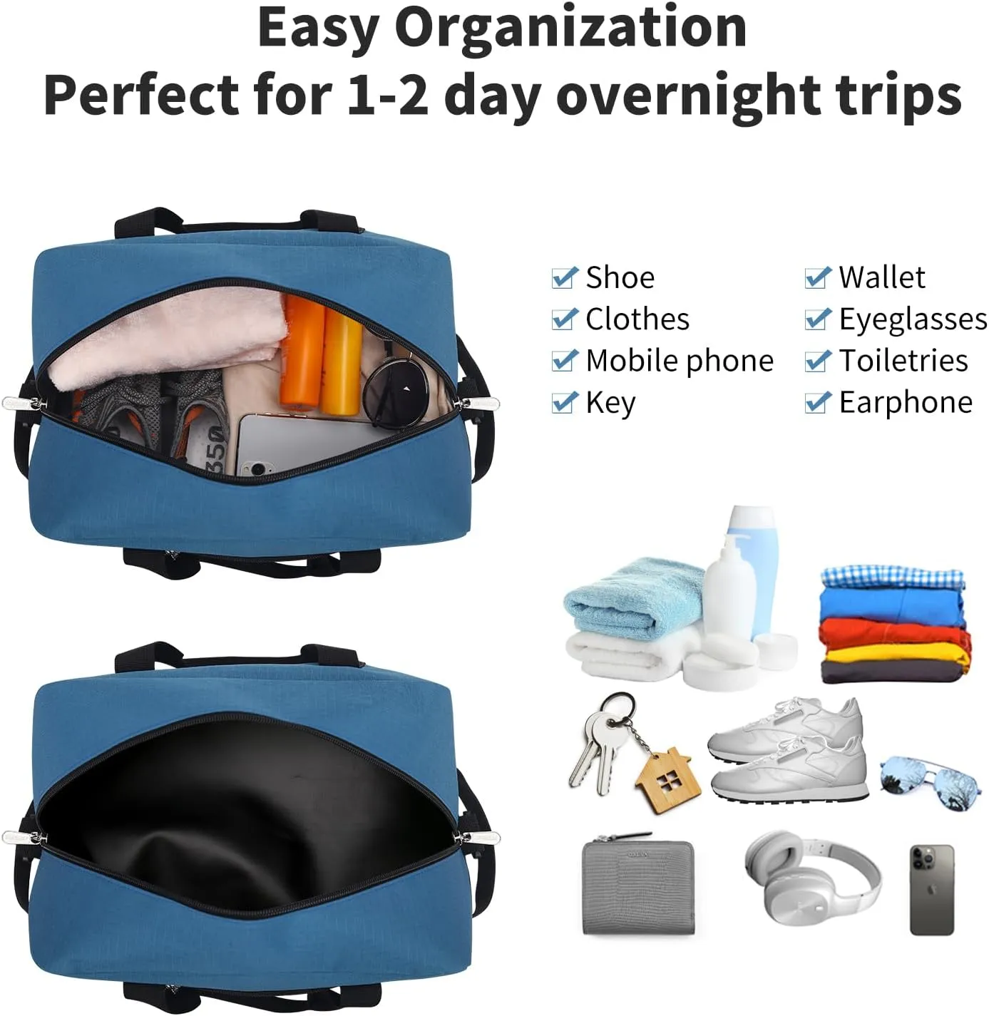 Small Gym Bag 14 inch lightweight Carry On Mini Duffel Bag for Travel Sport - Blue