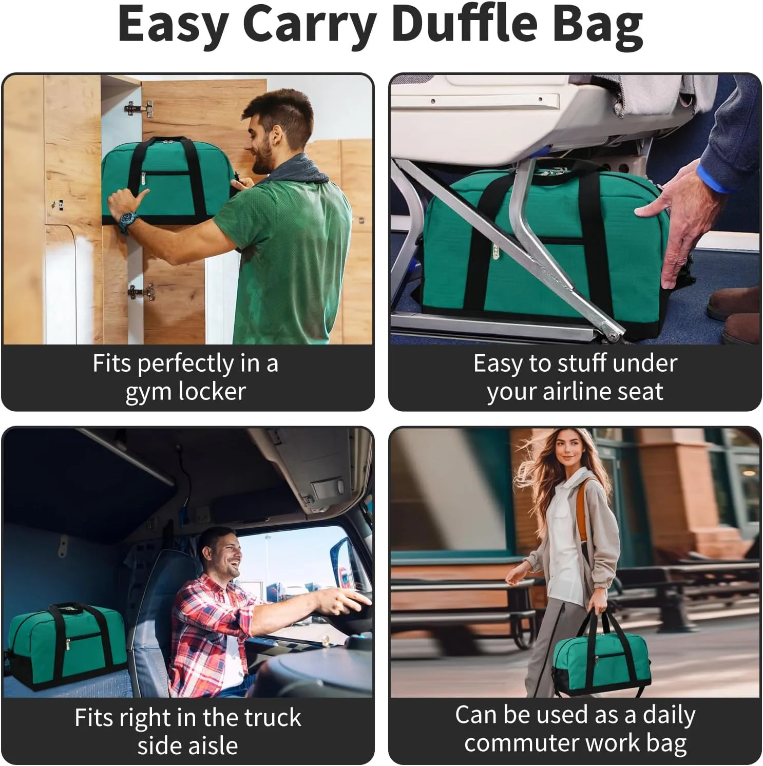 Small Gym Bag 14 inch lightweight Carry On Mini Duffel Bag for Travel Sport - Green