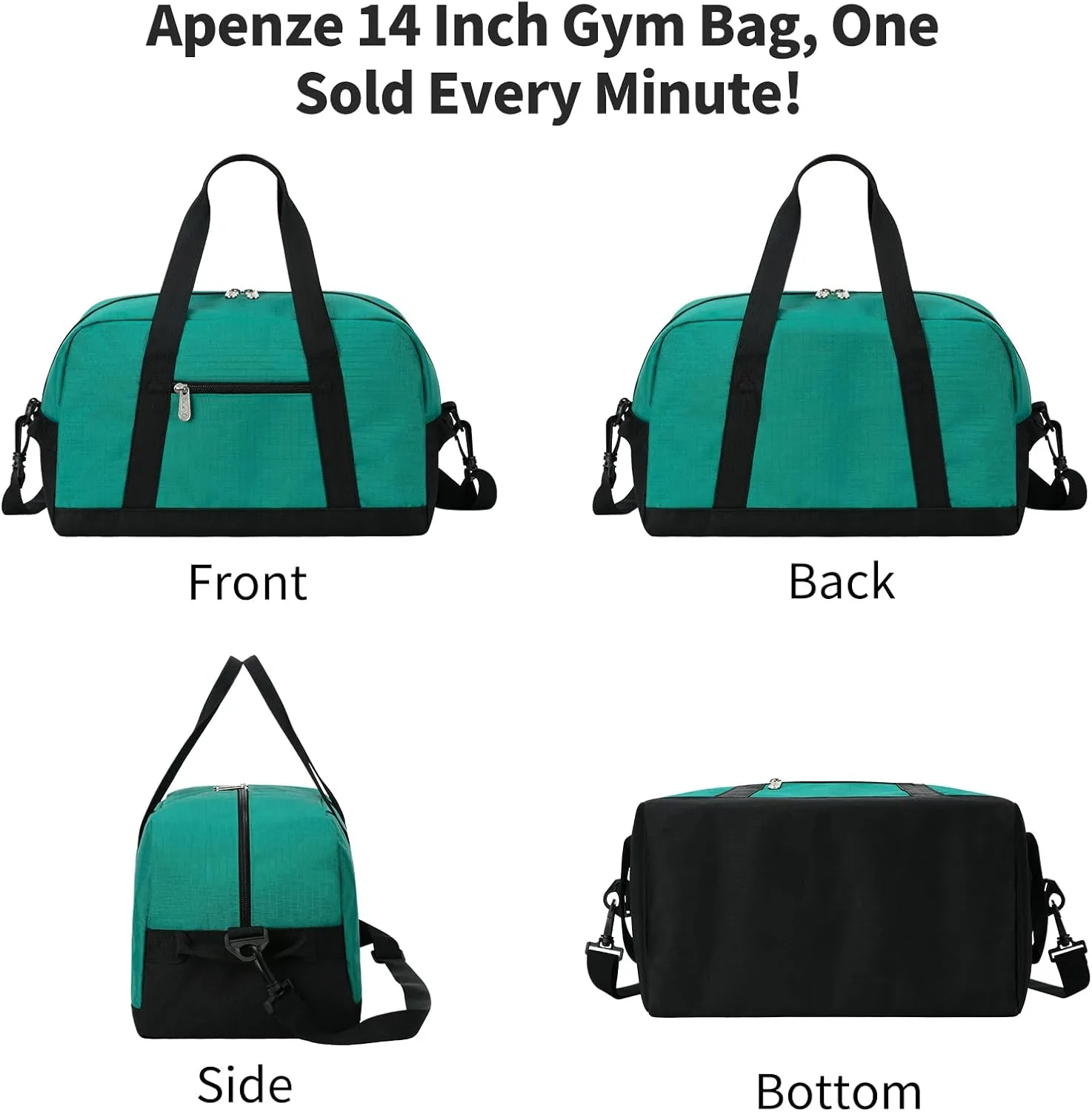 Small Gym Bag 14 inch lightweight Carry On Mini Duffel Bag for Travel Sport - Green
