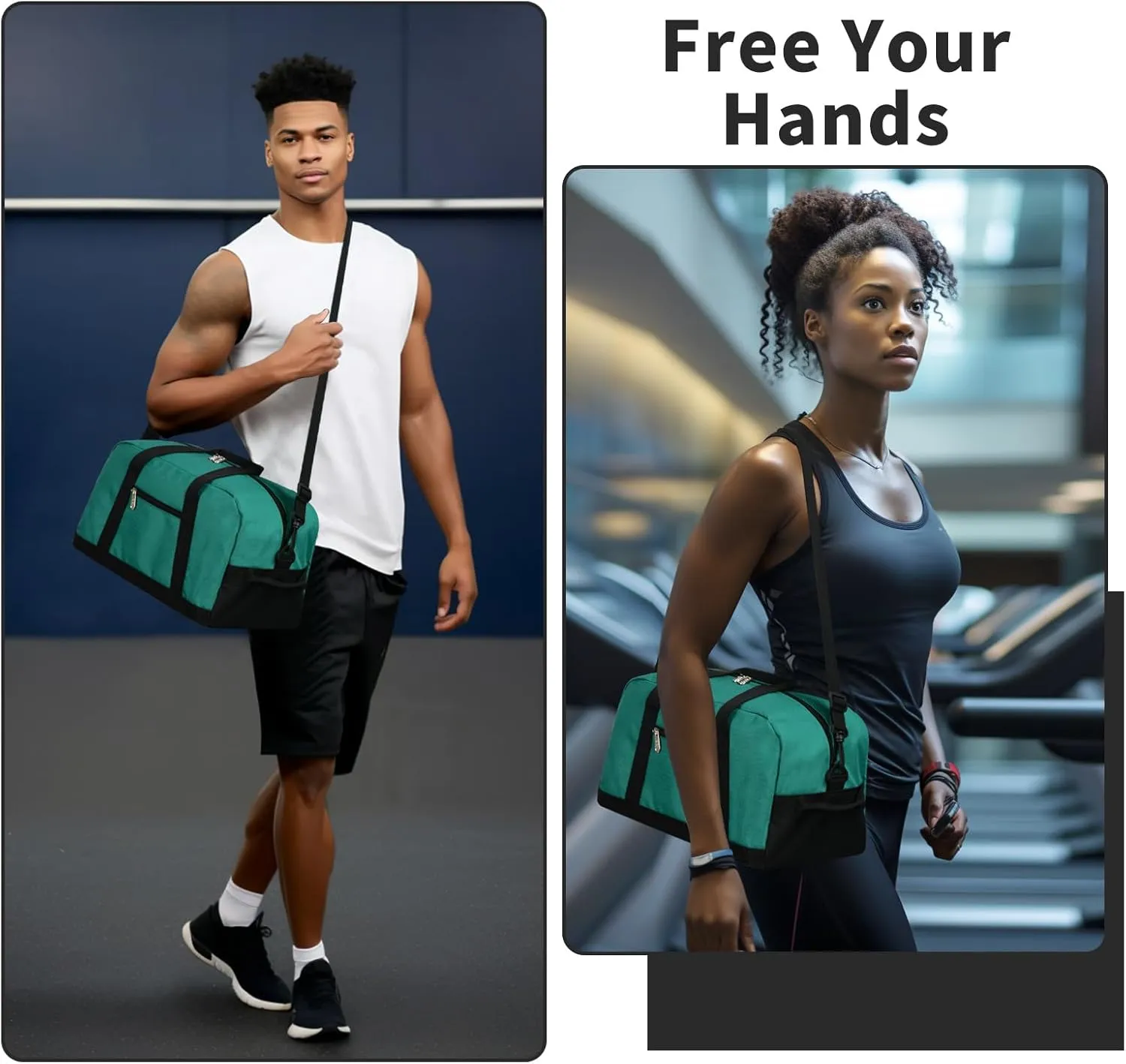 Small Gym Bag 14 inch lightweight Carry On Mini Duffel Bag for Travel Sport - Green
