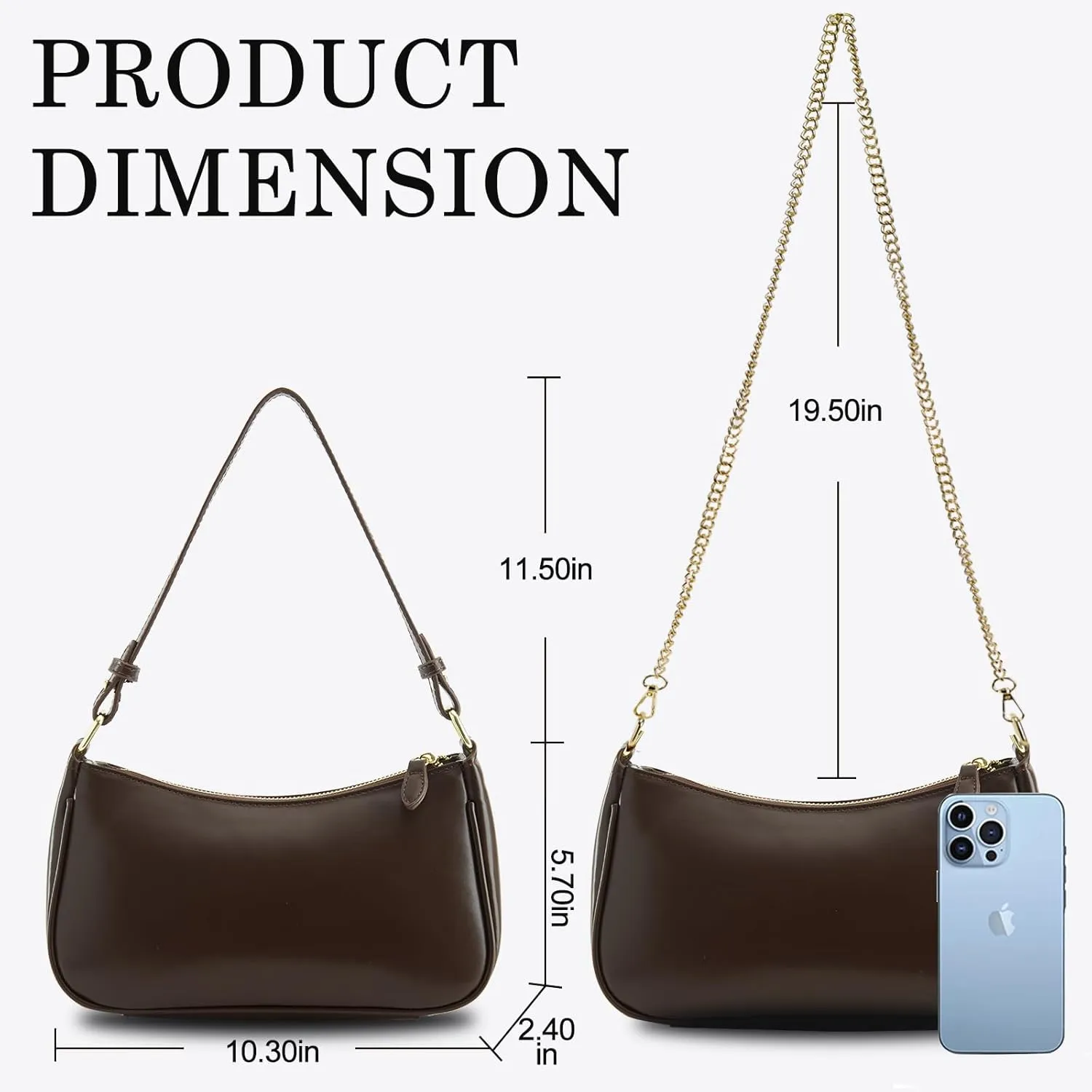 Small Shoulder Bag for women Clutch Purse Handbag with 2 Removable Straps and Zipper Closure Crossbody Bags