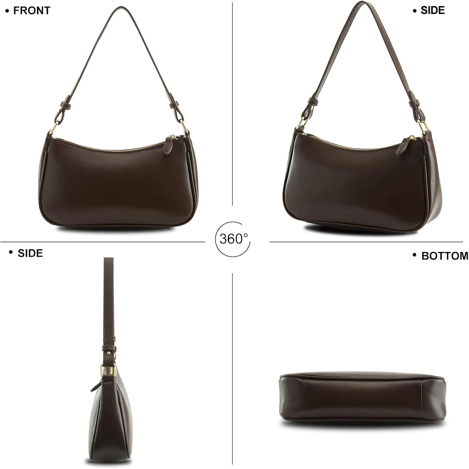 Small Shoulder Bag for women Clutch Purse Handbag with 2 Removable Straps and Zipper Closure Crossbody Bags